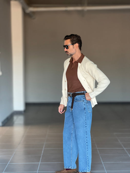 BEIGE COTTON OPEN CARDIGAN