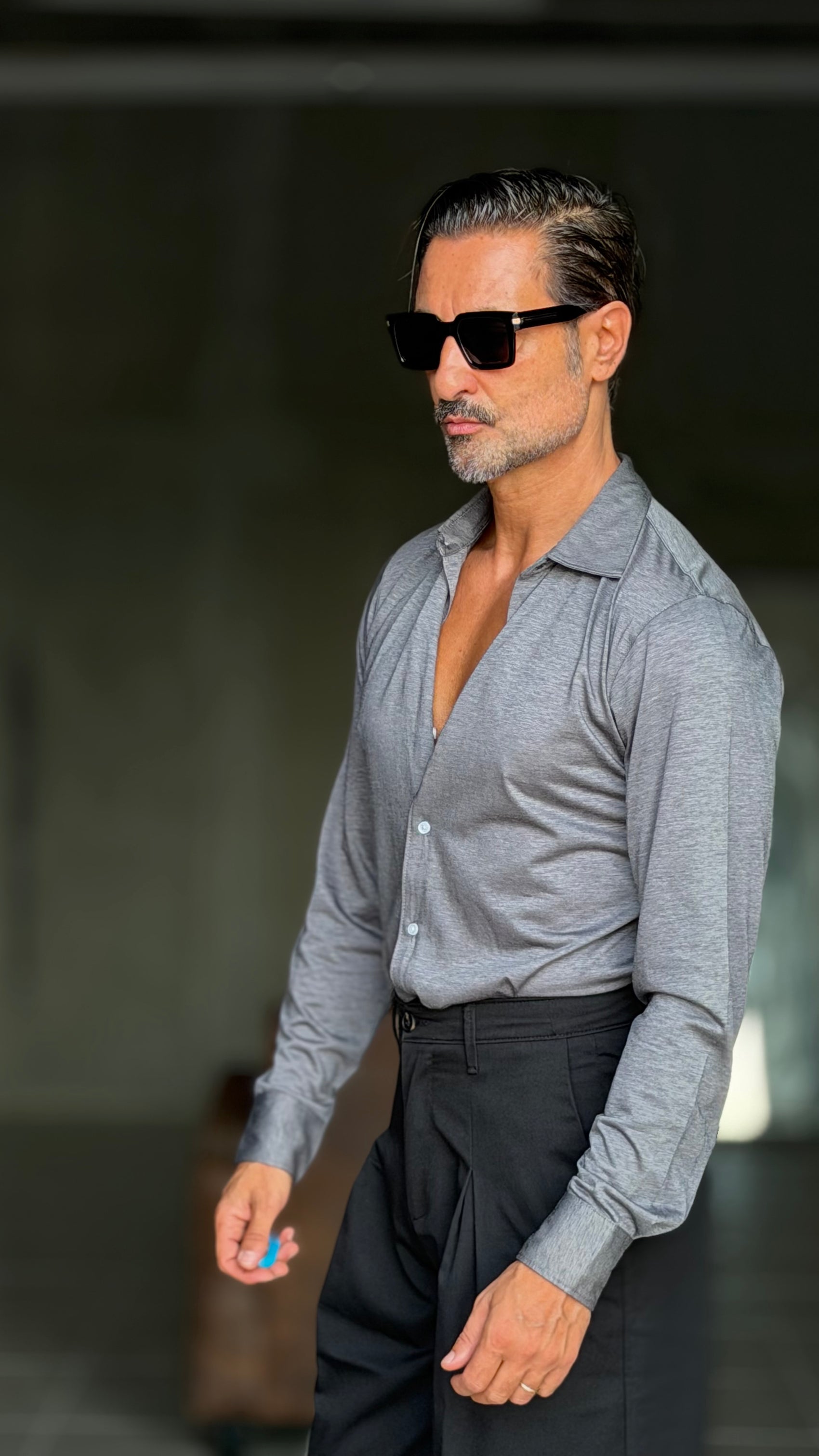 CAMICIA PIOMBO MAGLINA IN JERSEY