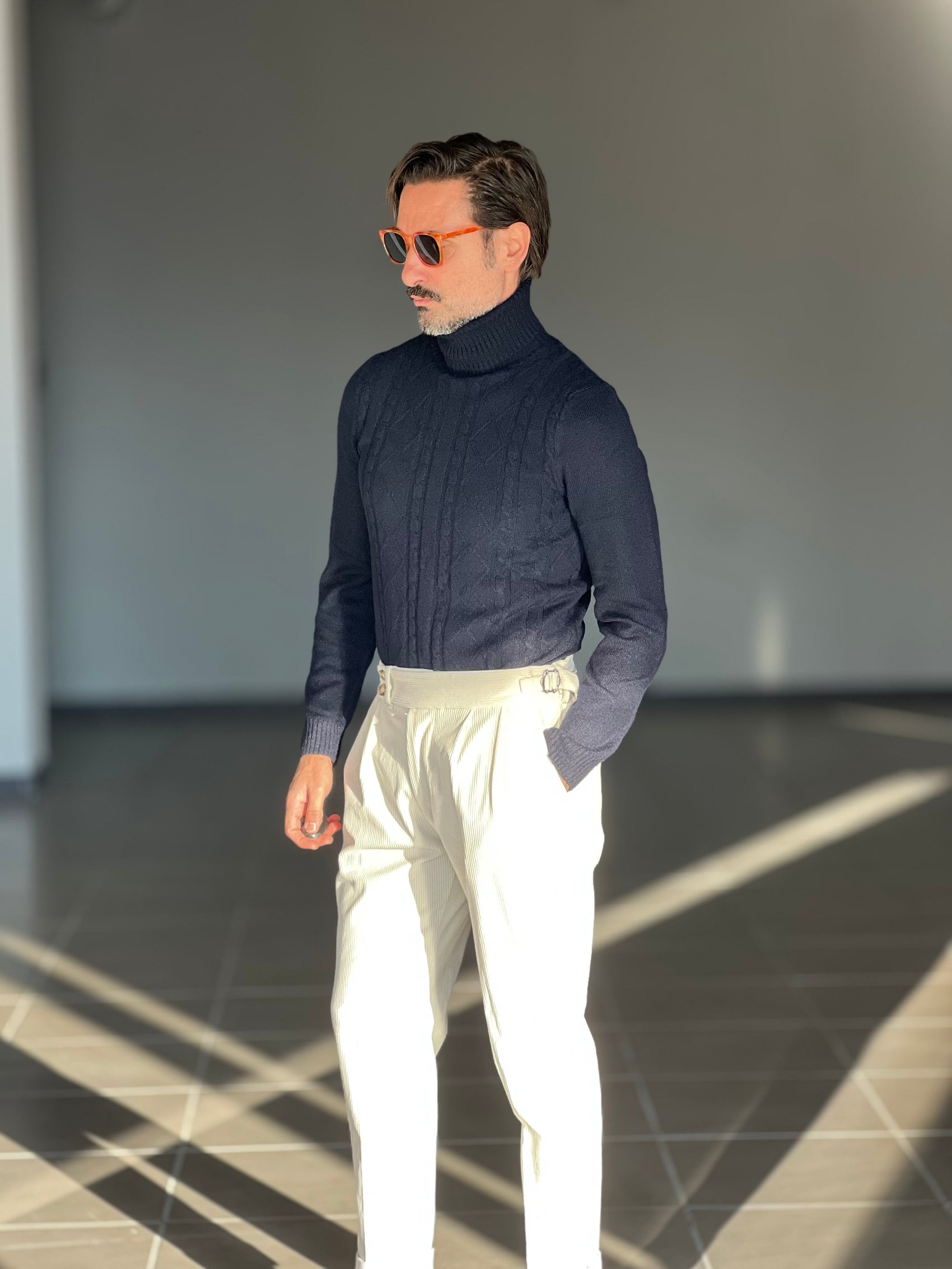 COLLO ALTO TRECCIA BLU  VISCOSA TELAMIRA