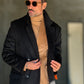 CAPPOTTO NERO DOPPIPETTO OVER FIT EFFETTO PANNO VISCOSA E MISTI TELAMIRA