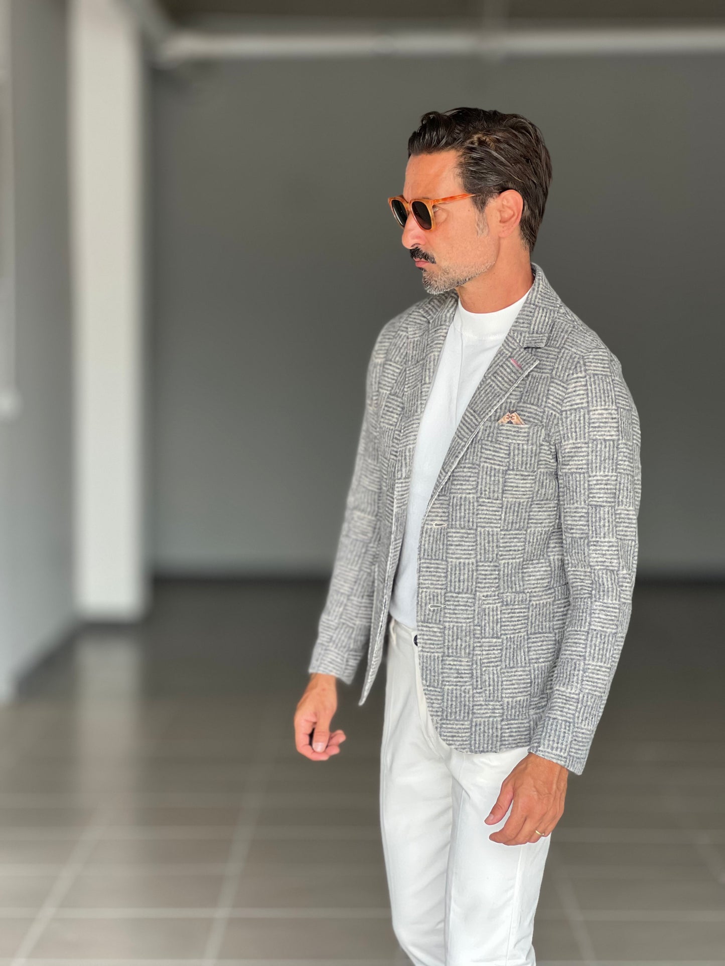 GIACCA KOON GALLES GRIGIO E BEIGE