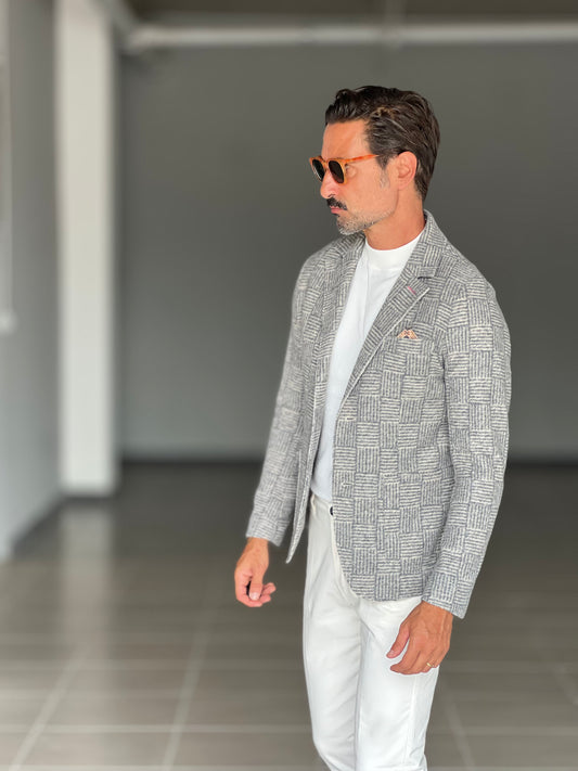 GIACCA KOON GALLES GRIGIO E BEIGE