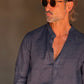 CAMICIA  SERAFINO BLU LINO PURO