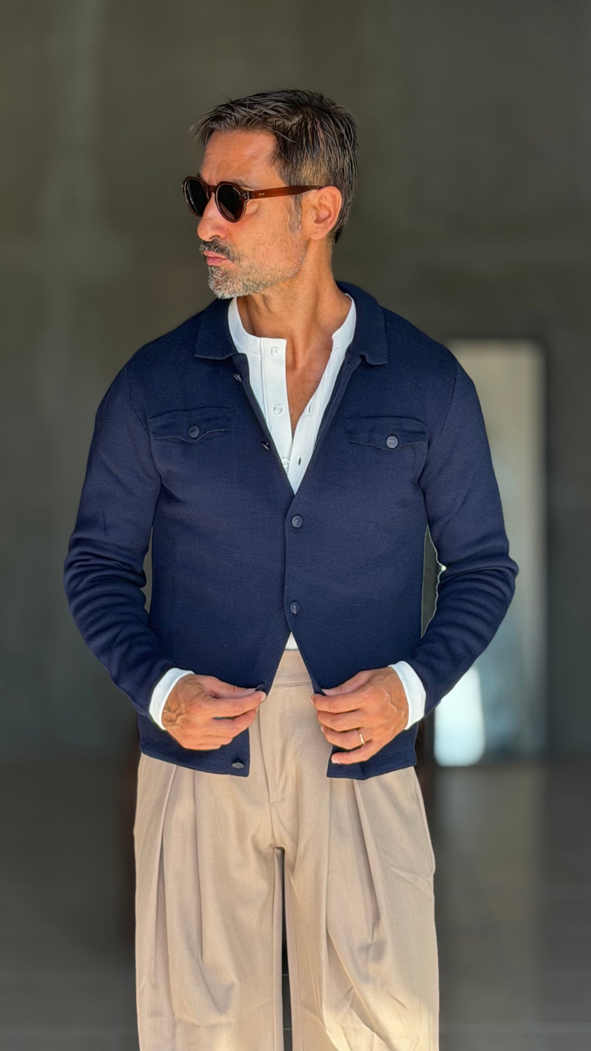 CARDIGAN  POLO BLU   BOTTONE COPERTO
