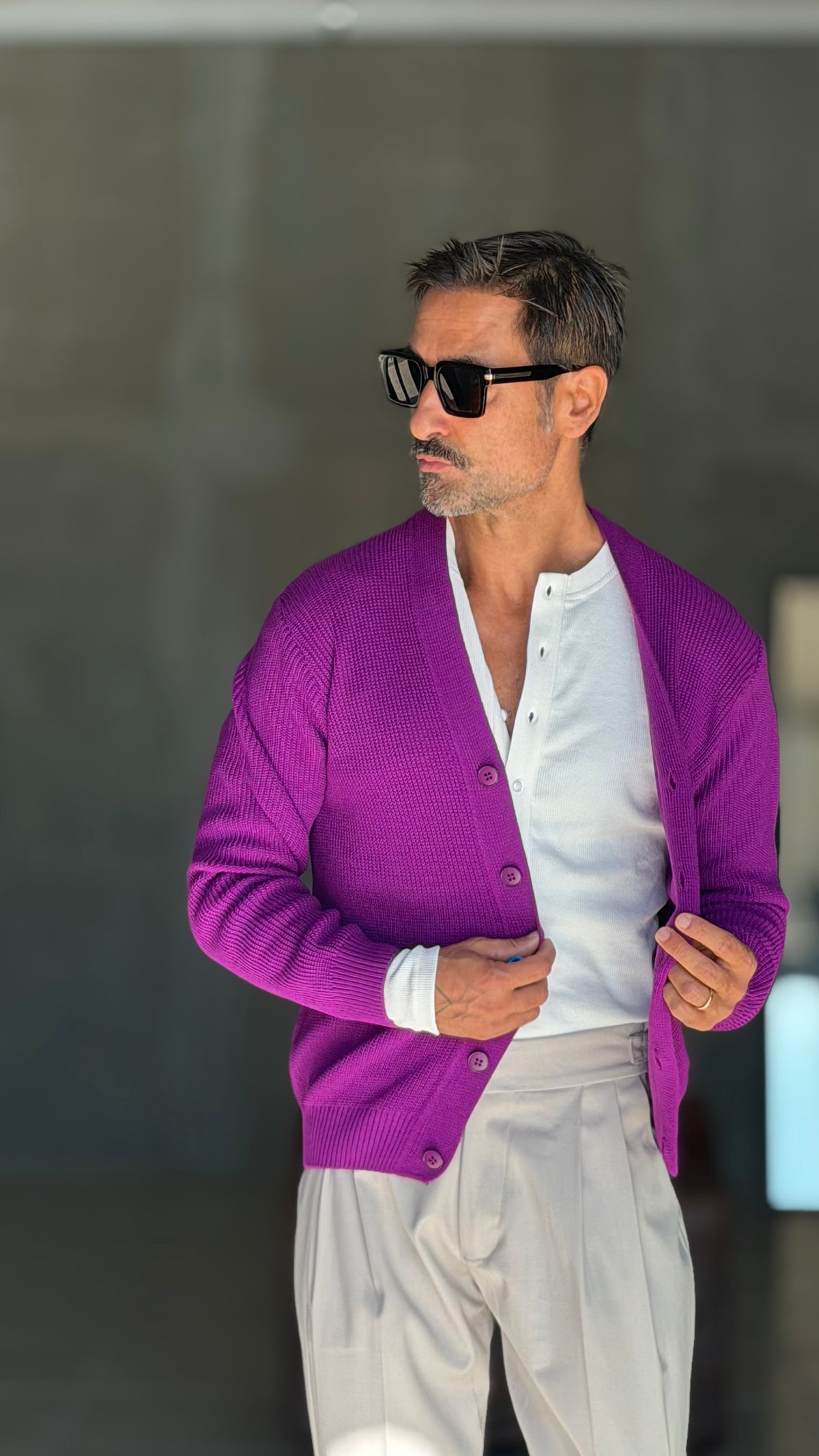 CARDIGAN VIOLA MAGLIA INGLESE 1005