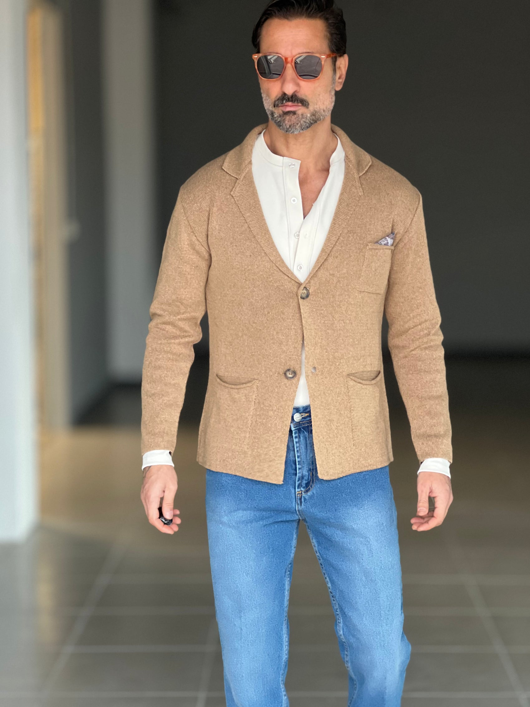 CARDIGAN GIACCA CAMMELLO  COTONE