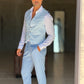 PANTALONE CELESTE  VITA ALTA PINCES VISCOSA