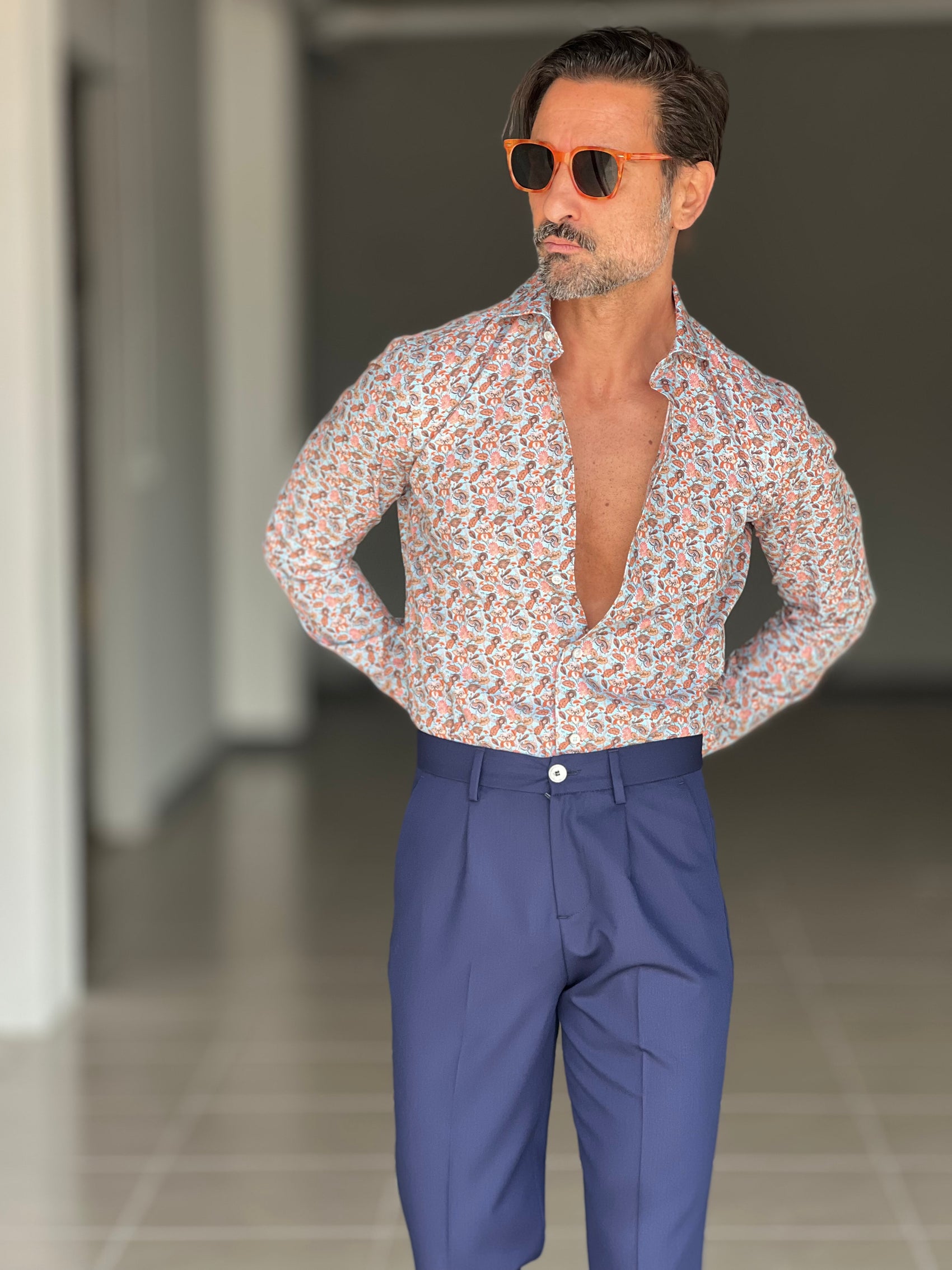 CAMICIA DEPOT EFFETTO FLOREALE. COTONE DOPPIO RITORTO