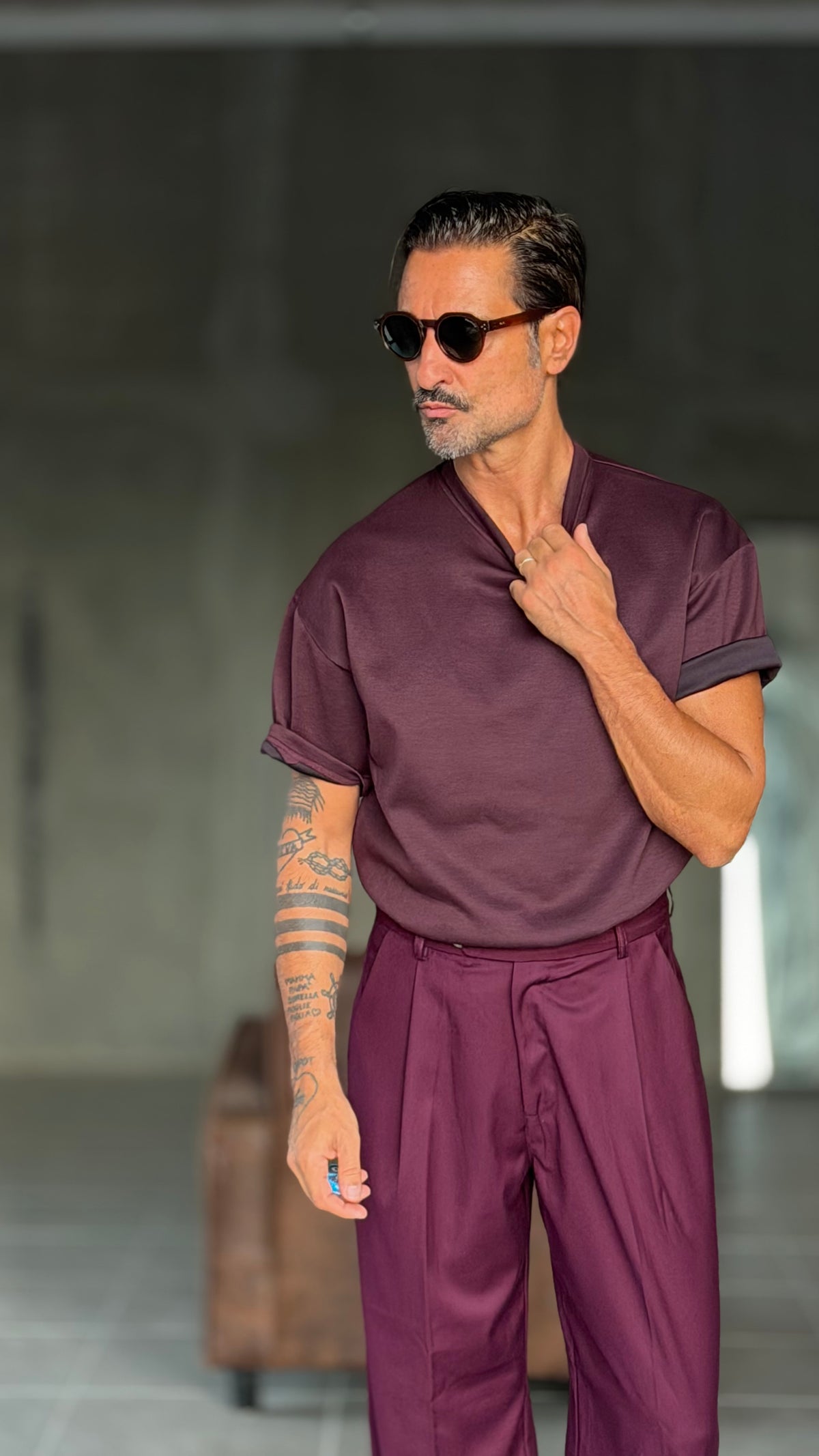 T SHIRT  COLOR VINO OVER FIT
