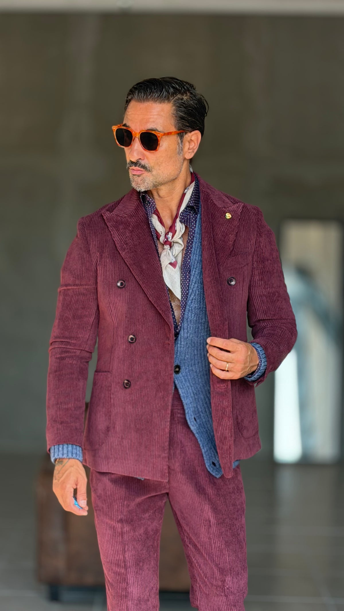 GIACCA DOPPIOPETTO VELLUTO ROCCIA PRUGNA  001 (ABBINABILE  AL PANTALONE VELLUTO PRUGNA OO1)