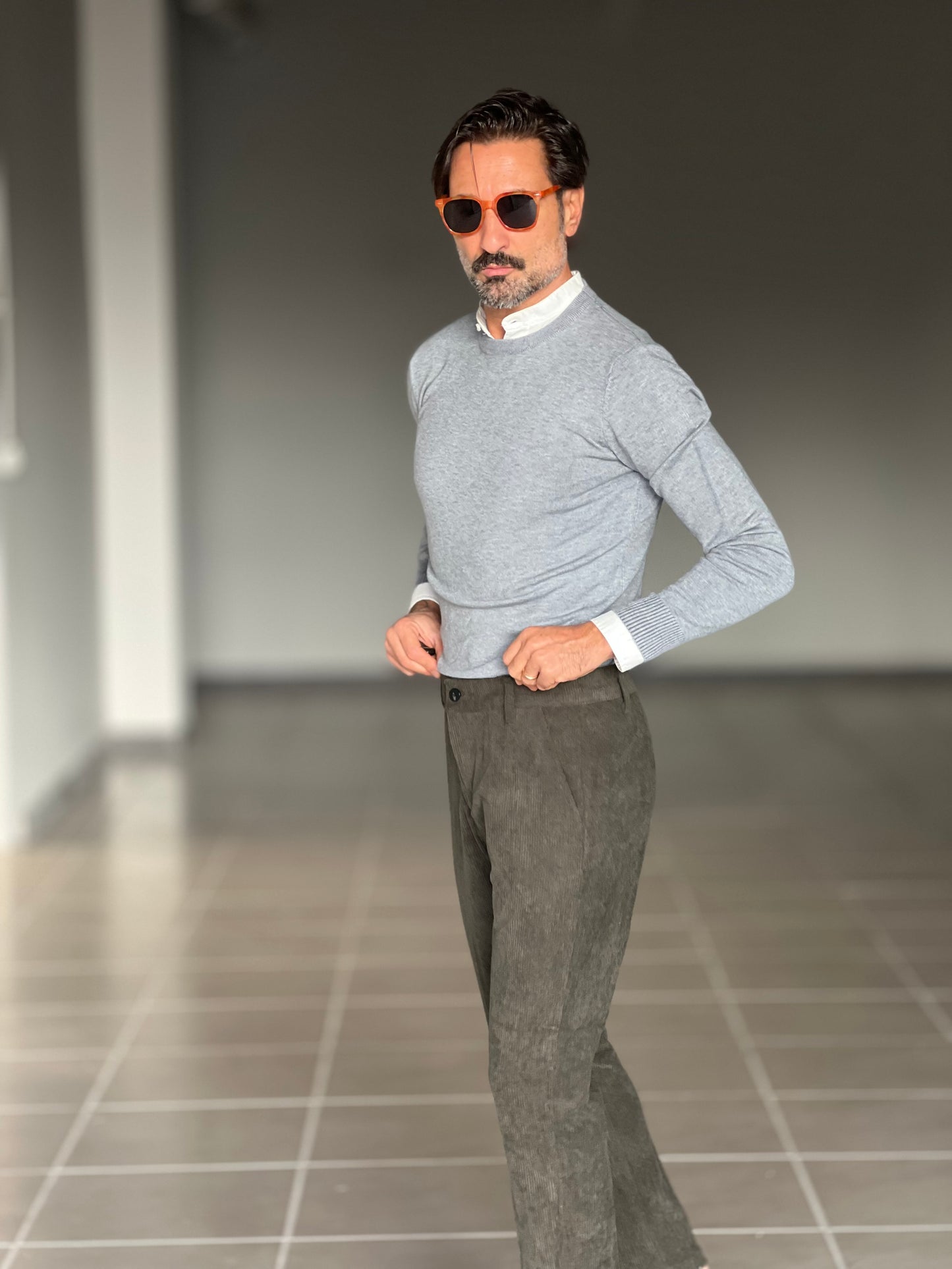 PANTALONE VERDE  VELLUTO MILLERIGHE GAMBA DRITTA TASCA AMERICA