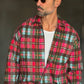 CAMICIA  FLANELLA QUADRO GALLES VERDE ROSA E CELESTE