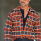 CAMICIA  FLANELLA QUADRO ARANCIO NERO STAMPA SPALLE 1003