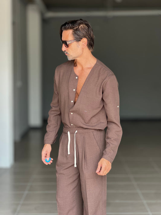 °COORDINATO MORO  CAMICIA E PANTALACCIO EFFETTO LINO