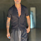 BERMUDA NERO OVER FIT VISCOSA E MISTI 318