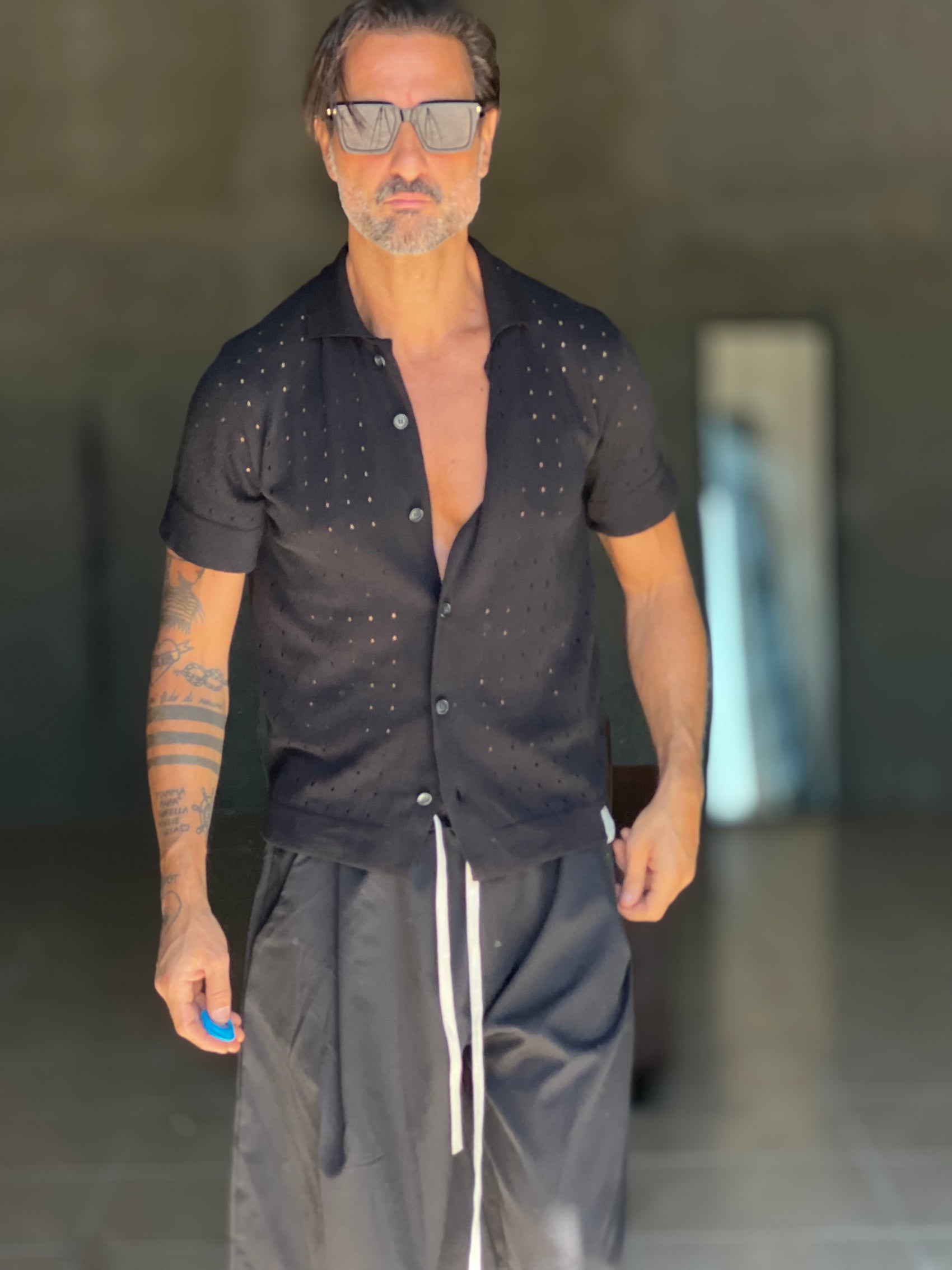 BERMUDA NERO OVER FIT VISCOSA E MISTI 318
