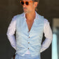 GILET  TESSUTO CELESTE  CHIARO GESSATO 551