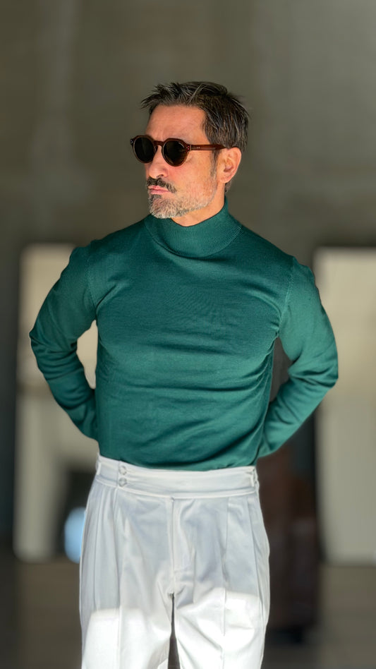 MEZZOCOLLO  COLOR VERDE  VISCOSA E MISTI MANICA LUNGA TELAMIRA