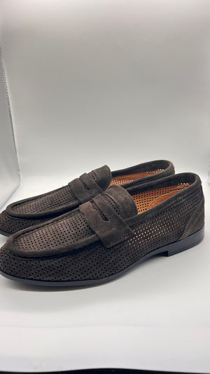 DOUBLE BUCKLE BLACK SUEDE LOAFERS