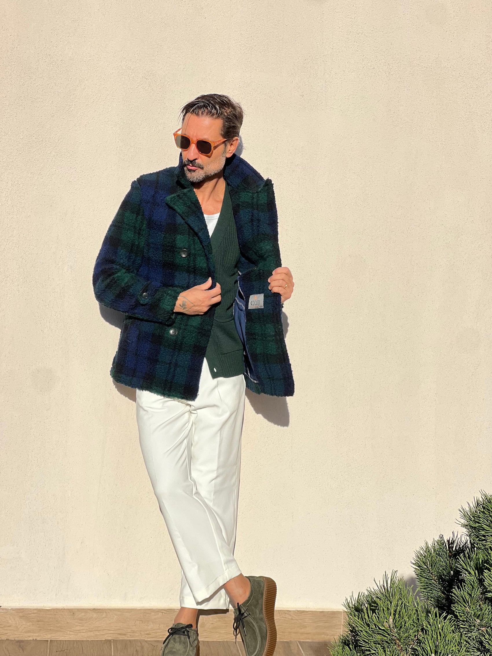 *CAPPOTTINO TARTAN BLU E VERDE LAVORAZIONE CASENTINO KOON