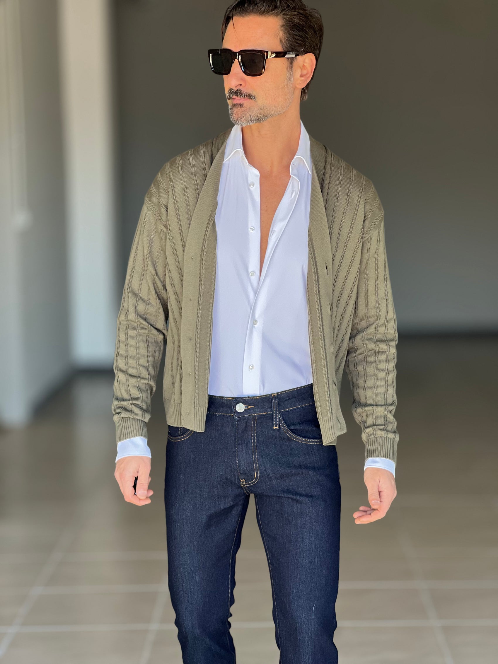 CARDIGAN VERDE TESSUTO OPERATO