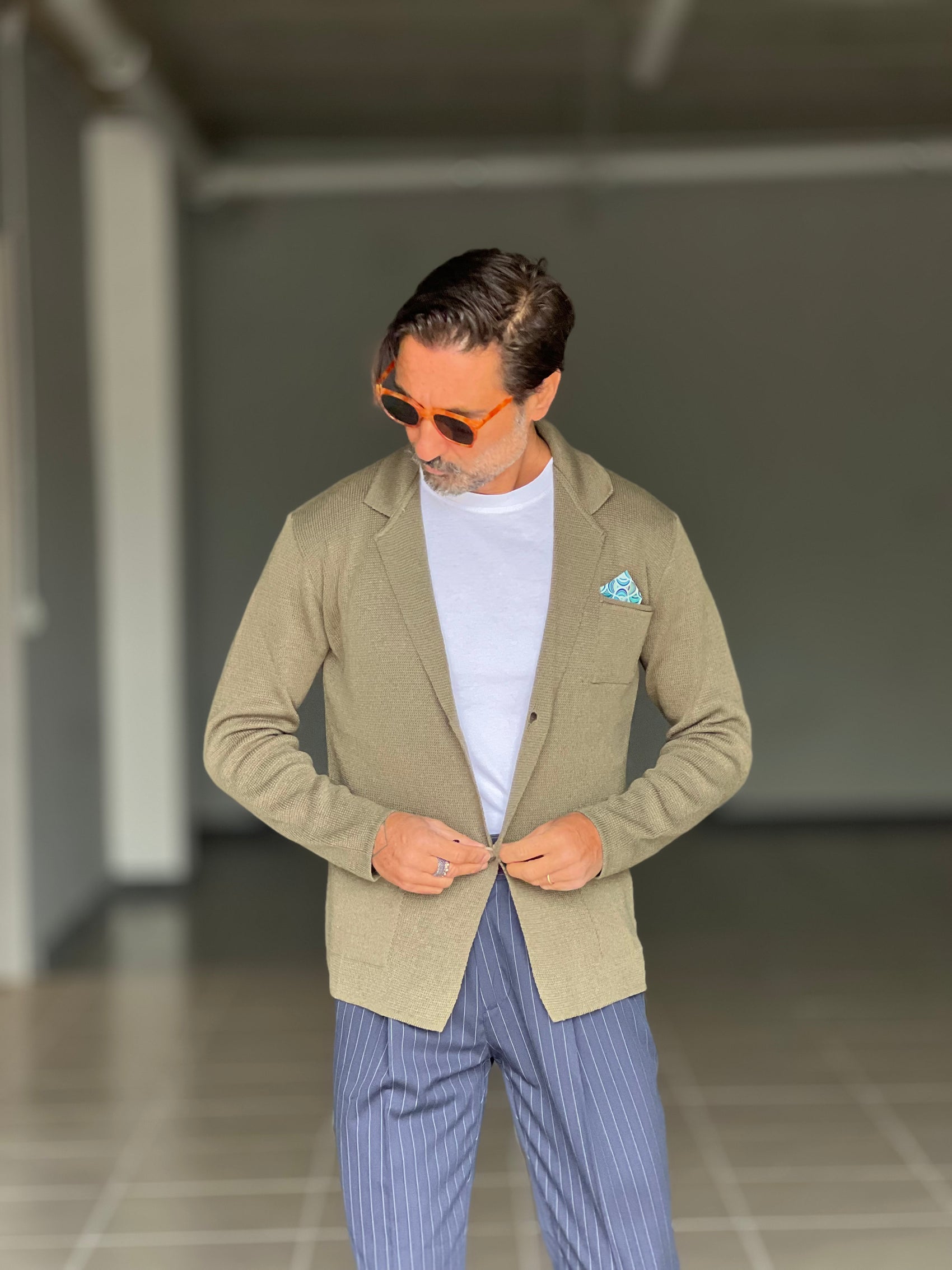 BEIGE COTTON OPEN CARDIGAN