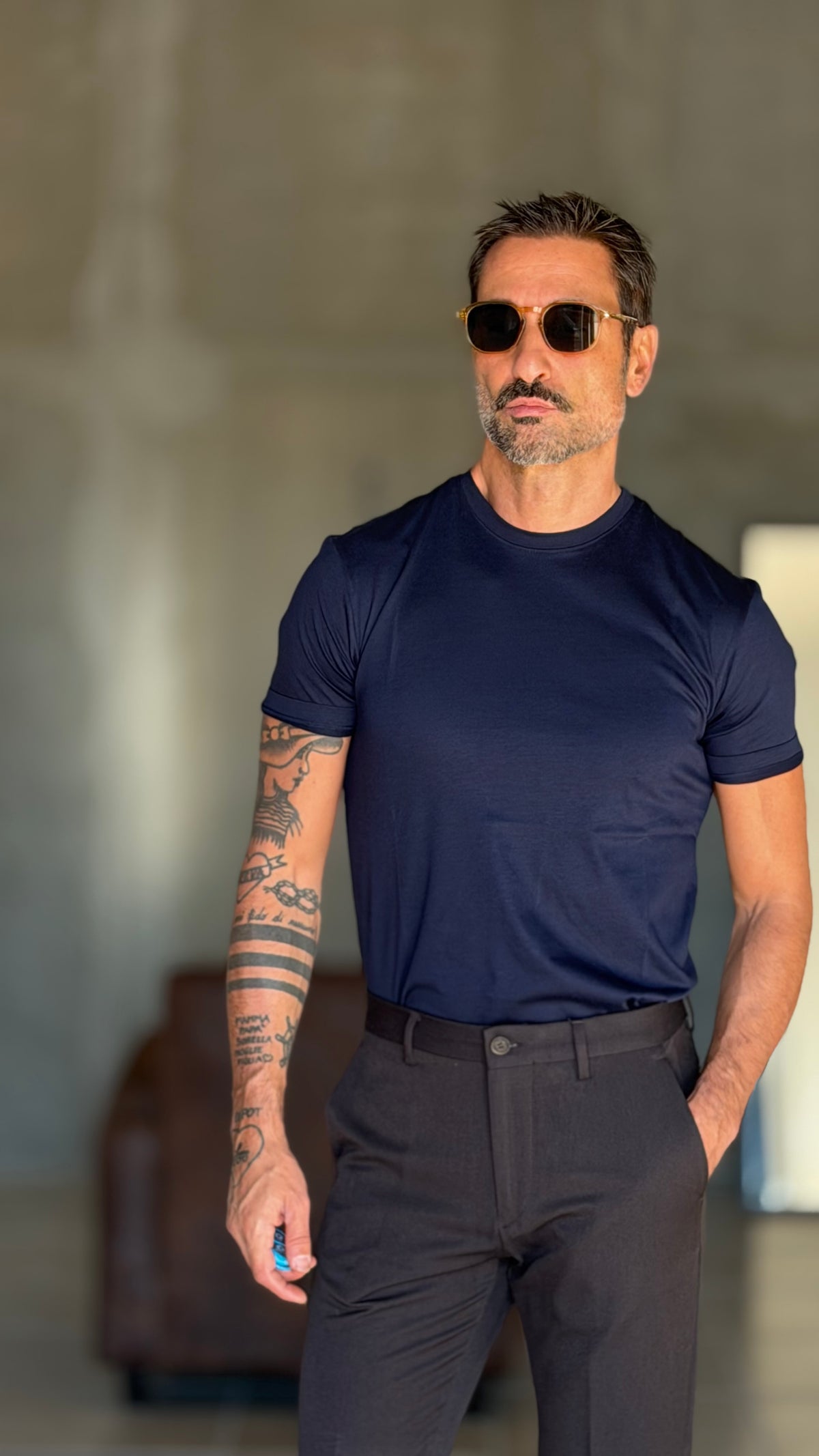 NEW T SHIRT BLU  EFFETTO FILO DI SCOZIA
