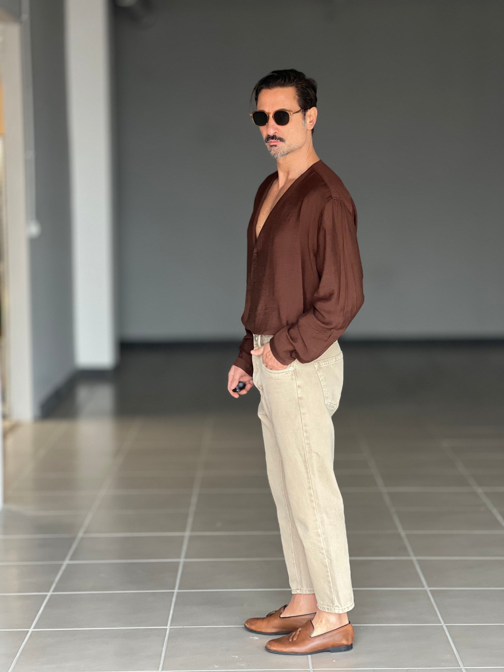 CAMICIA MORO COREANA GIROCOLLO COTENE VISCOSA