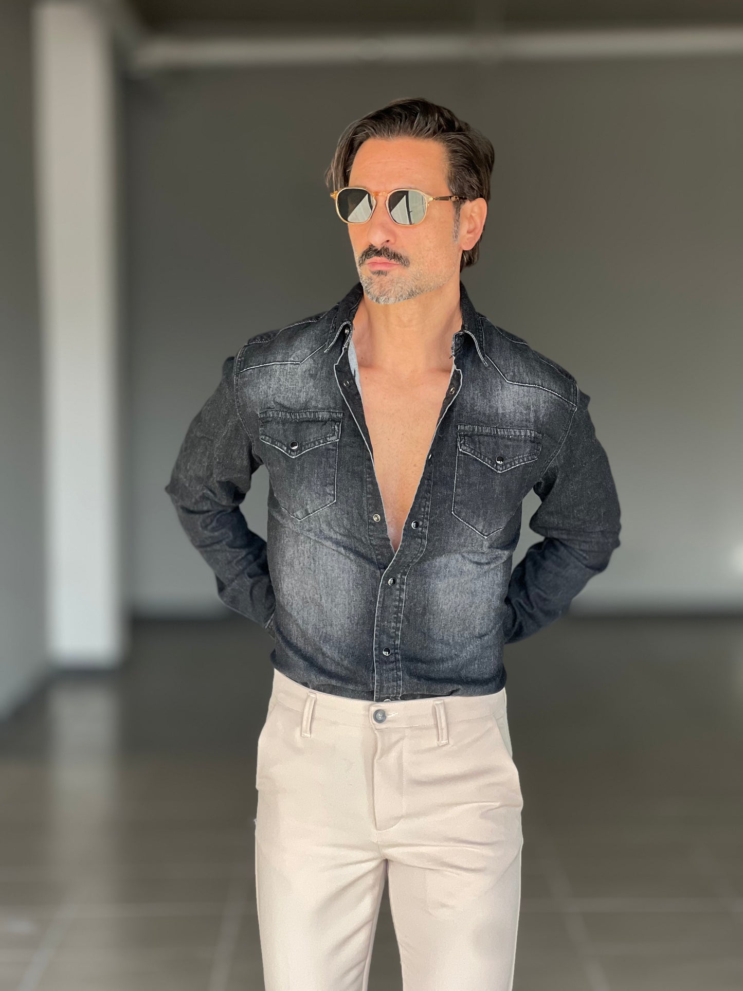 CAMICIA  DENIM GRIGIA TEXANA