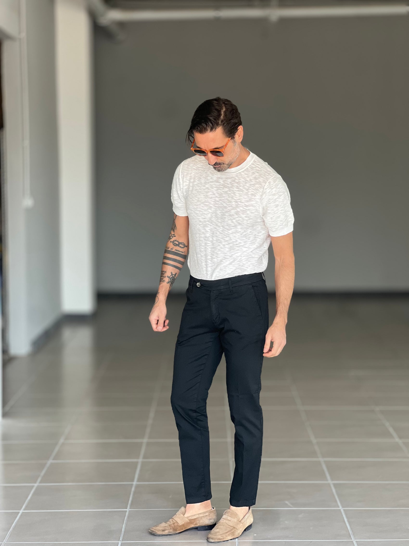 BLACK CHAIN ​​VISCOSE TROUSERS