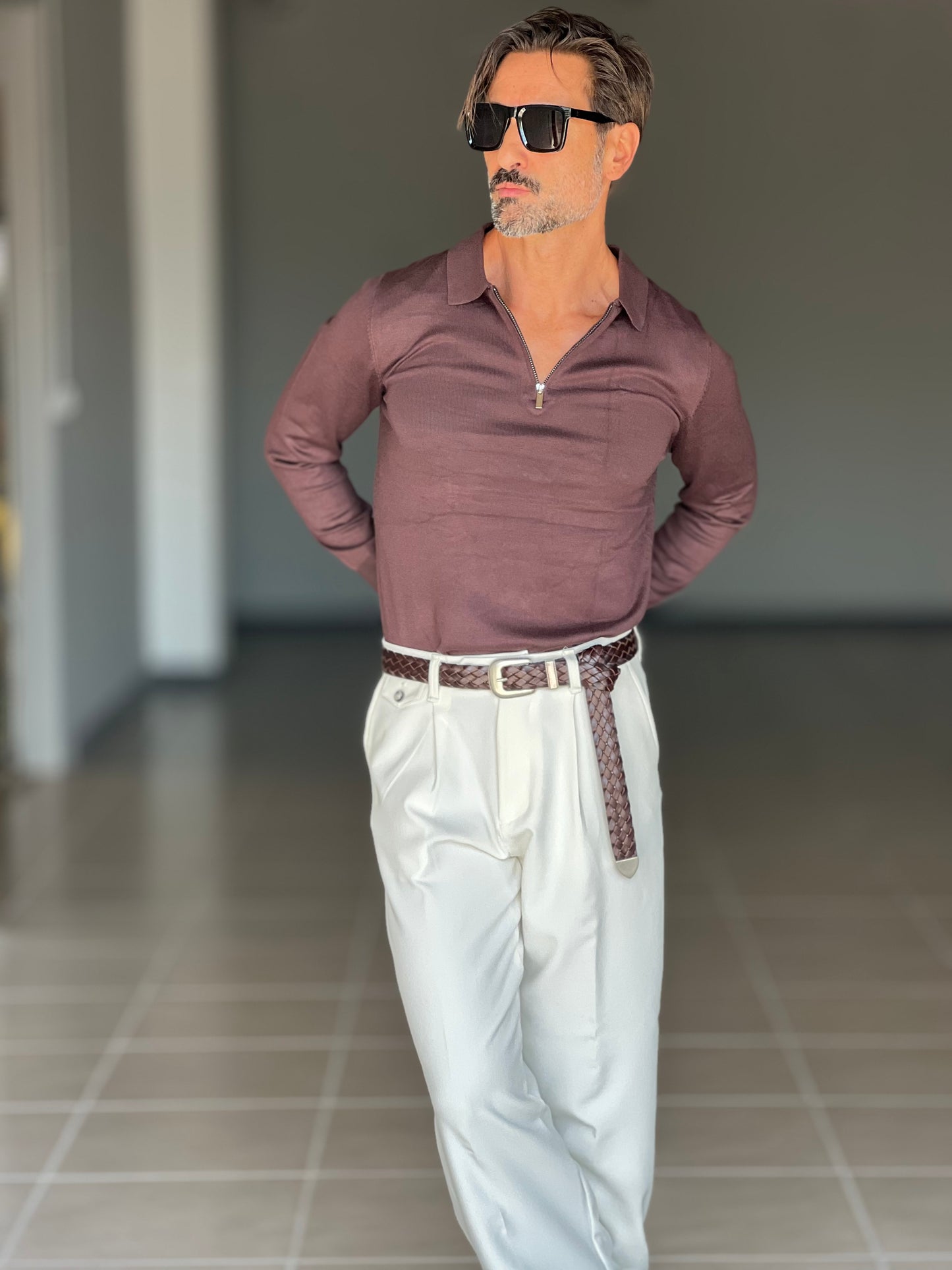 POLO MORO RASATA ZIP  VISCOSA E MISTI