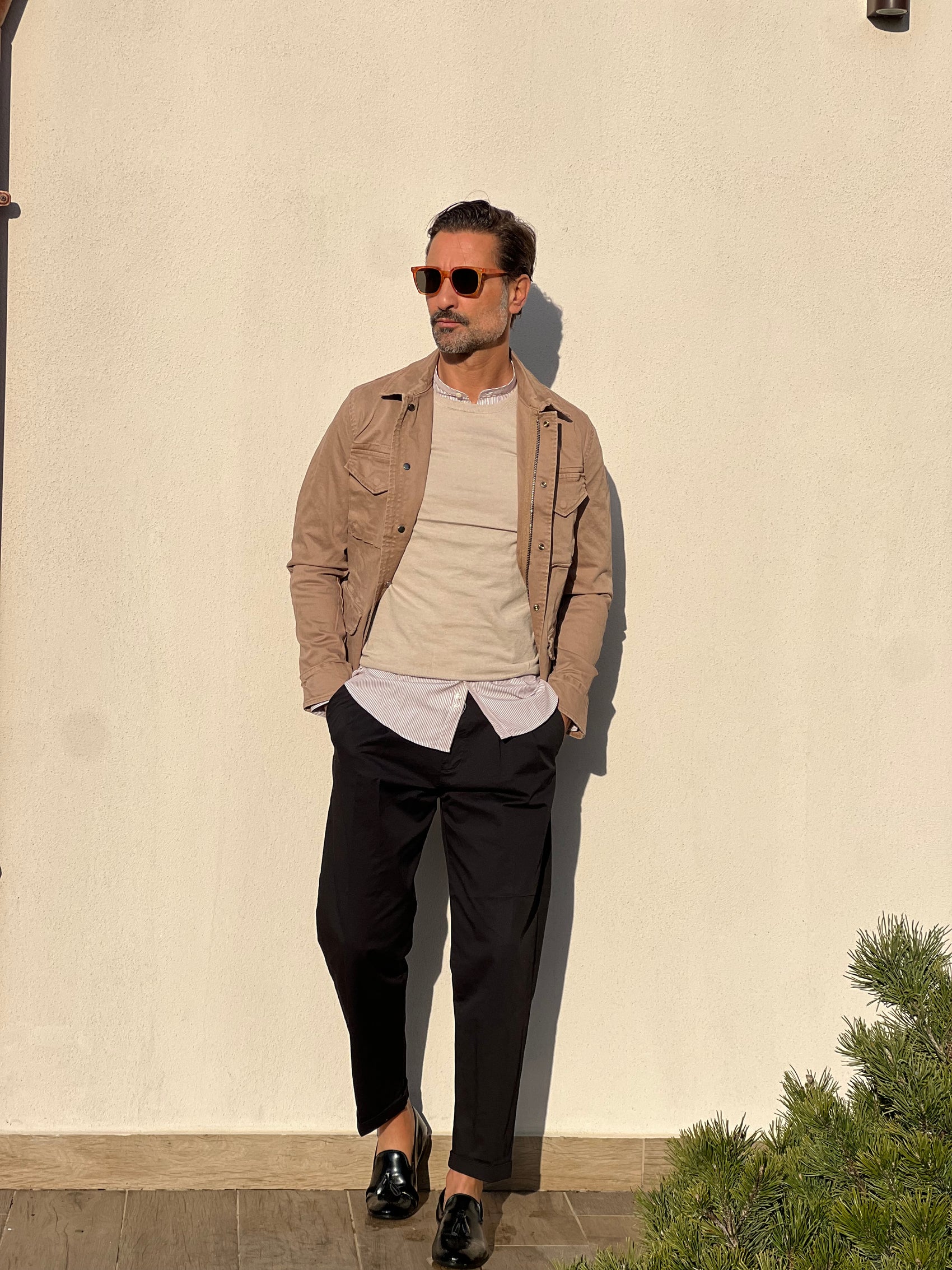 CAMICIA  DEPOT BACCHETTA MARRONE E BIANCA COREANA COTONE