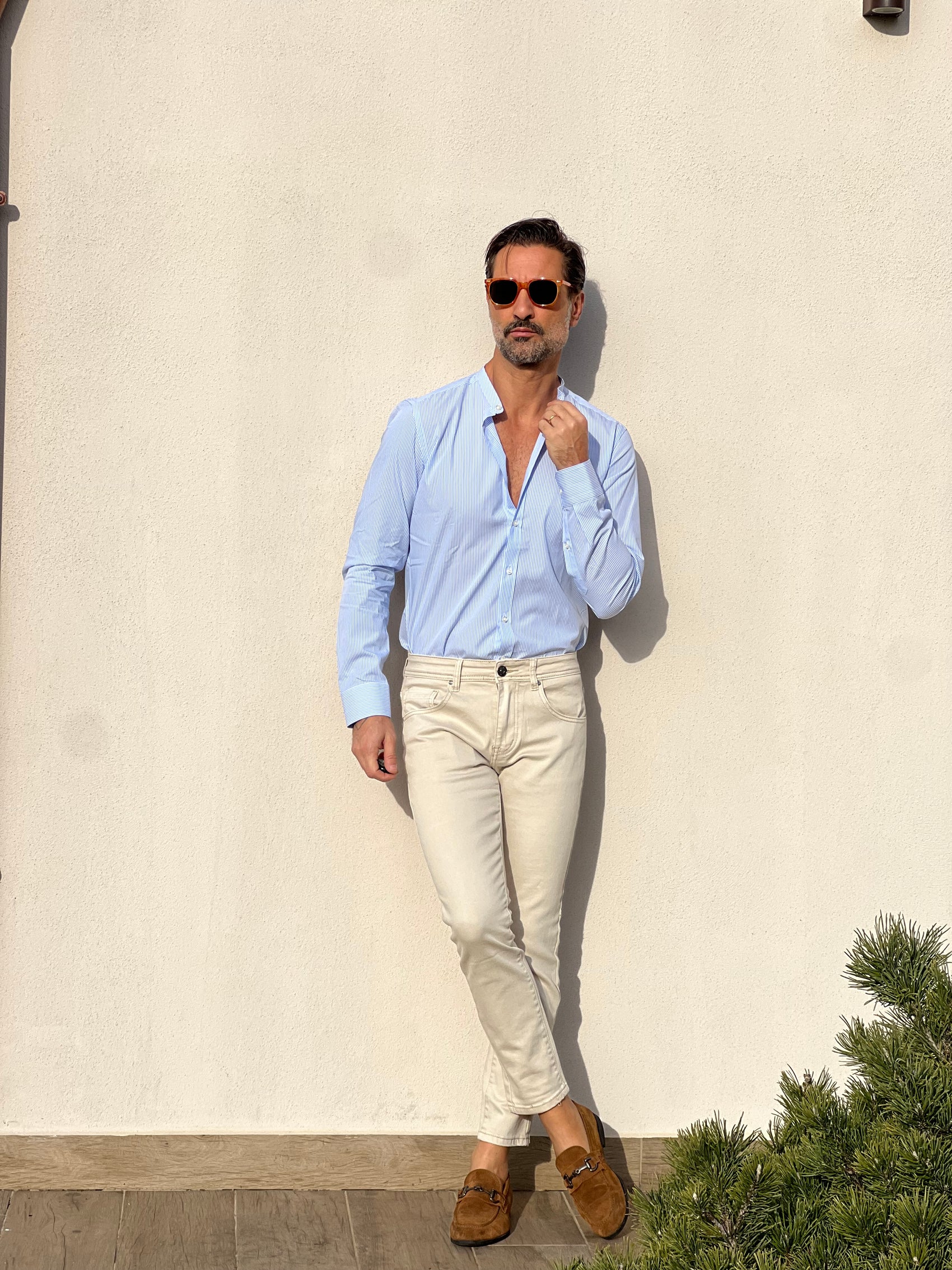 CAMICIA  DEPOT BACCHETTA CELESTE E BIANCA COREANA