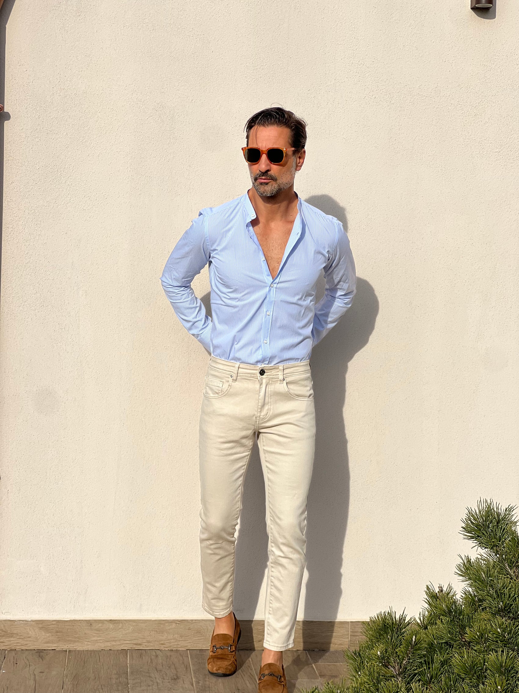 CAMICIA  DEPOT BACCHETTA CELESTE E BIANCA COREANA