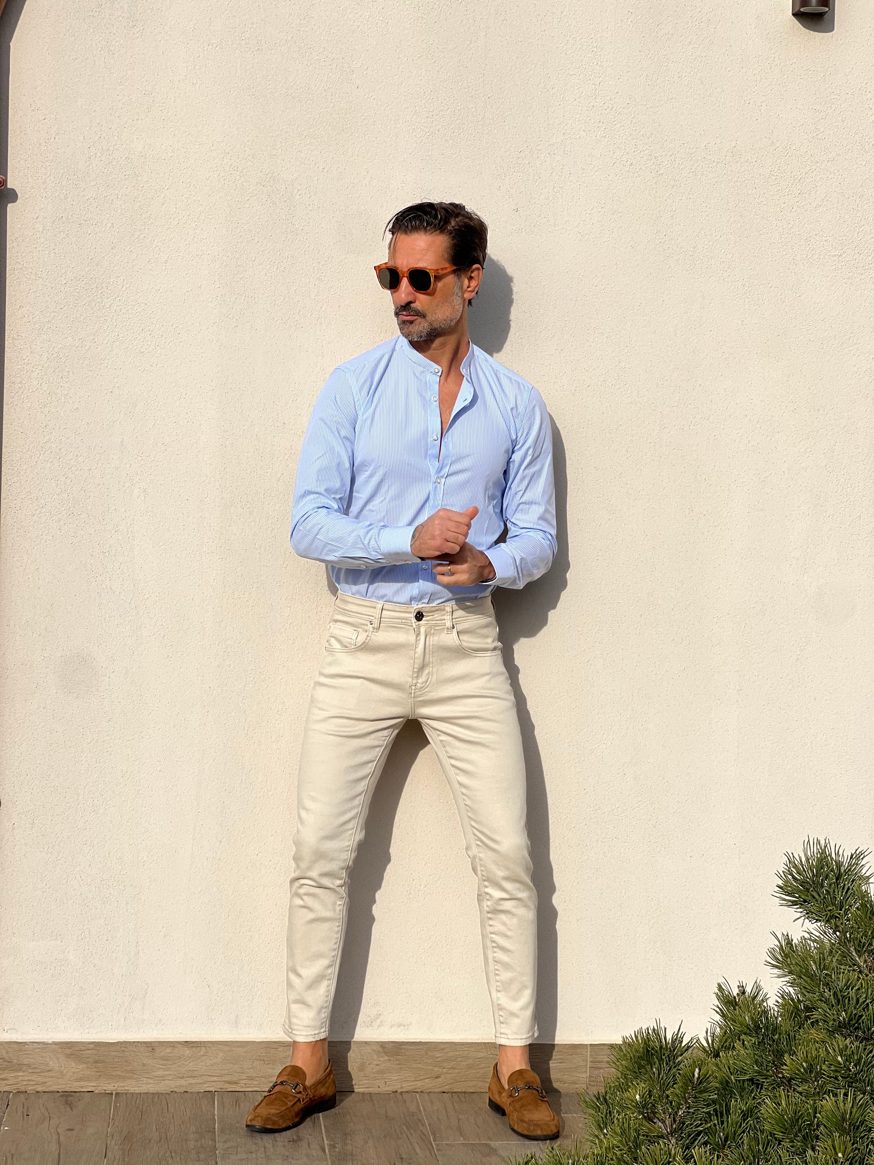 CAMICIA  DEPOT BACCHETTA CELESTE E BIANCA COREANA