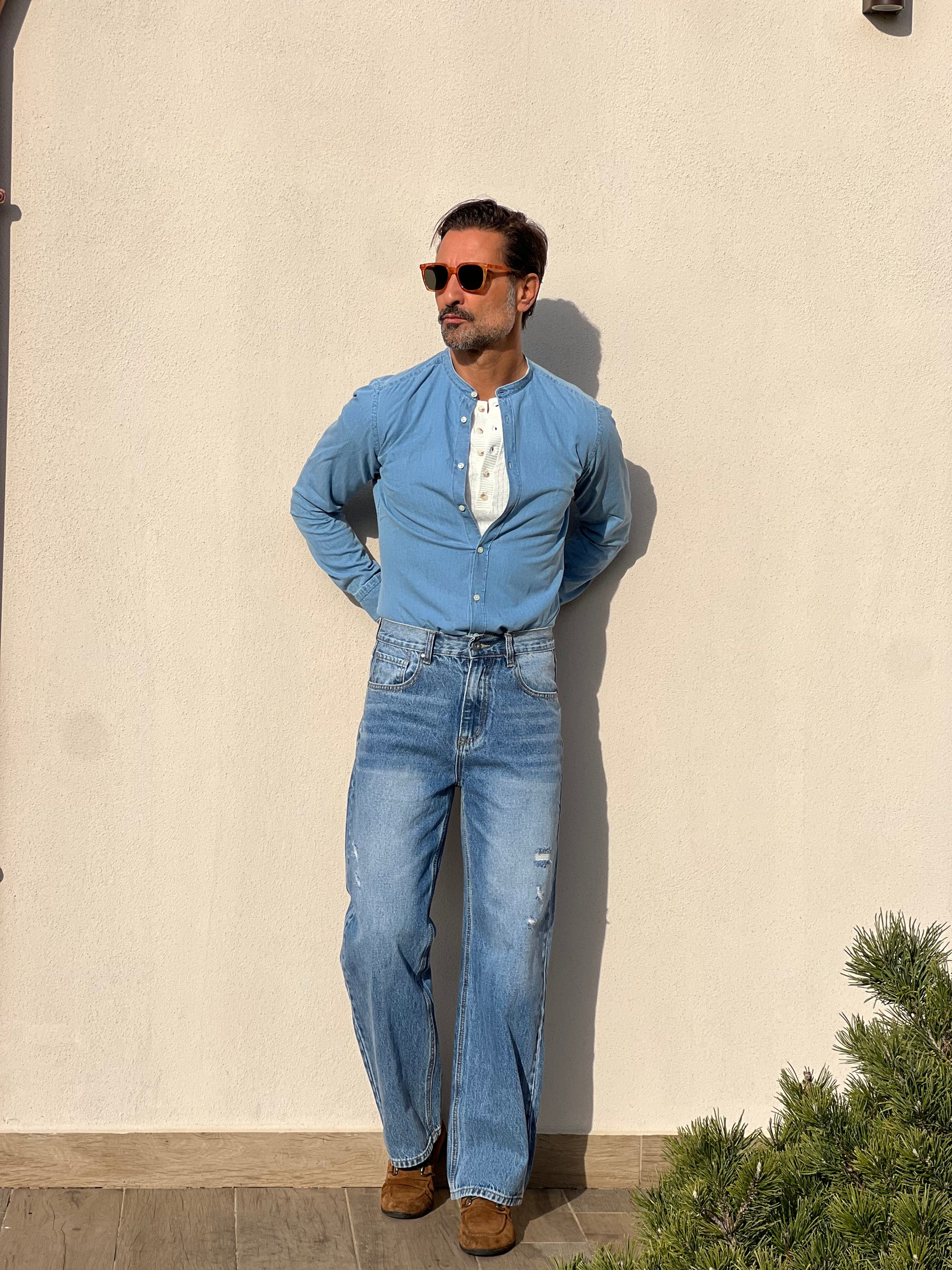 CAMICIA  DEPOT DENIM CHIARO LAVATO COREANA