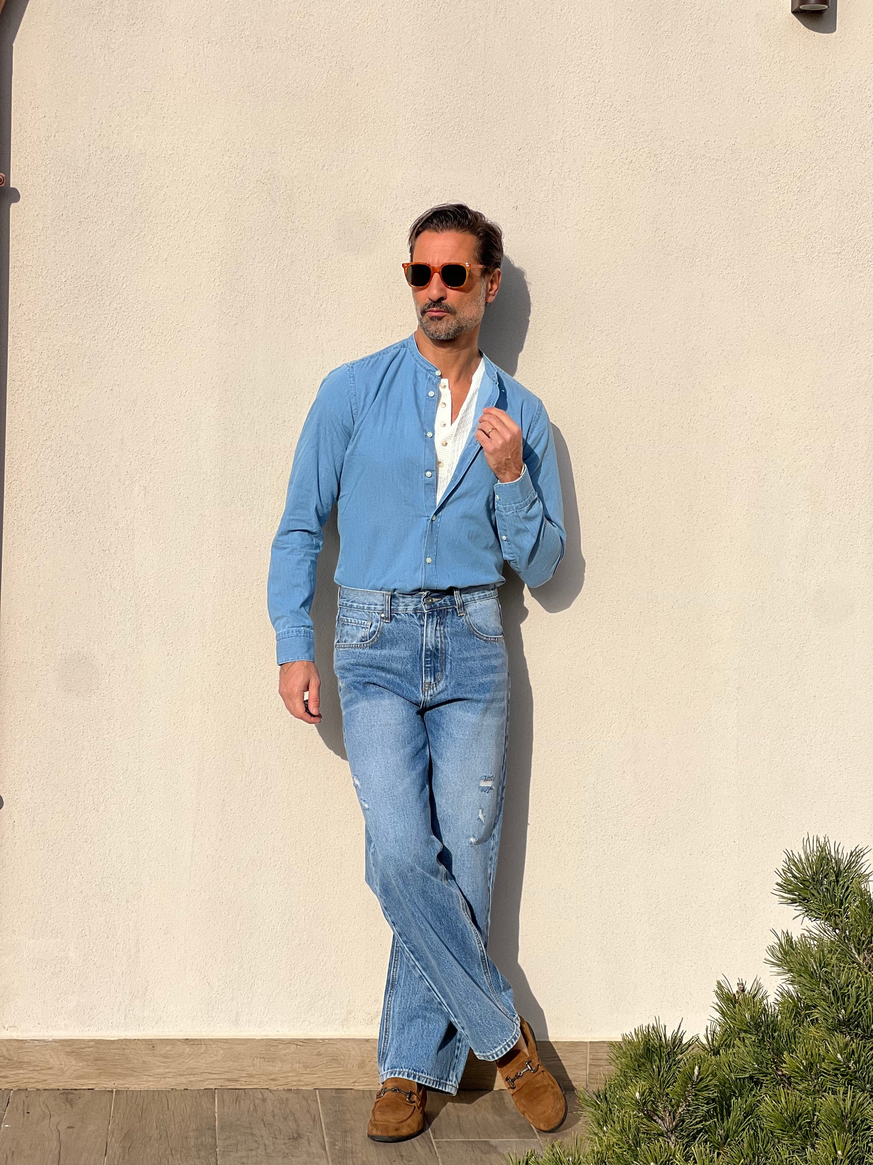 CAMICIA  DEPOT DENIM CHIARO LAVATO COREANA