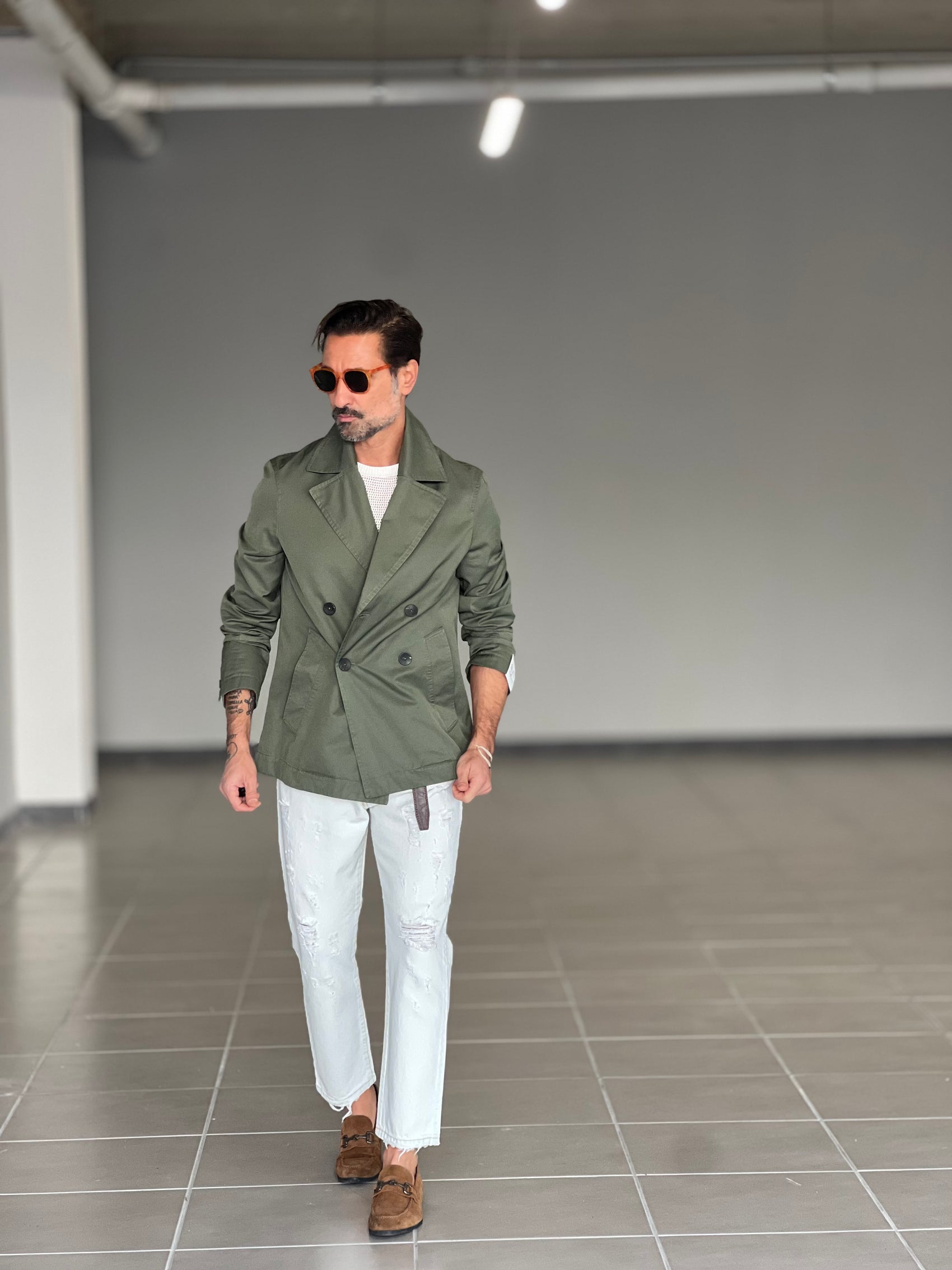 TRENCH CORTO VERDE ALTATENSIONE