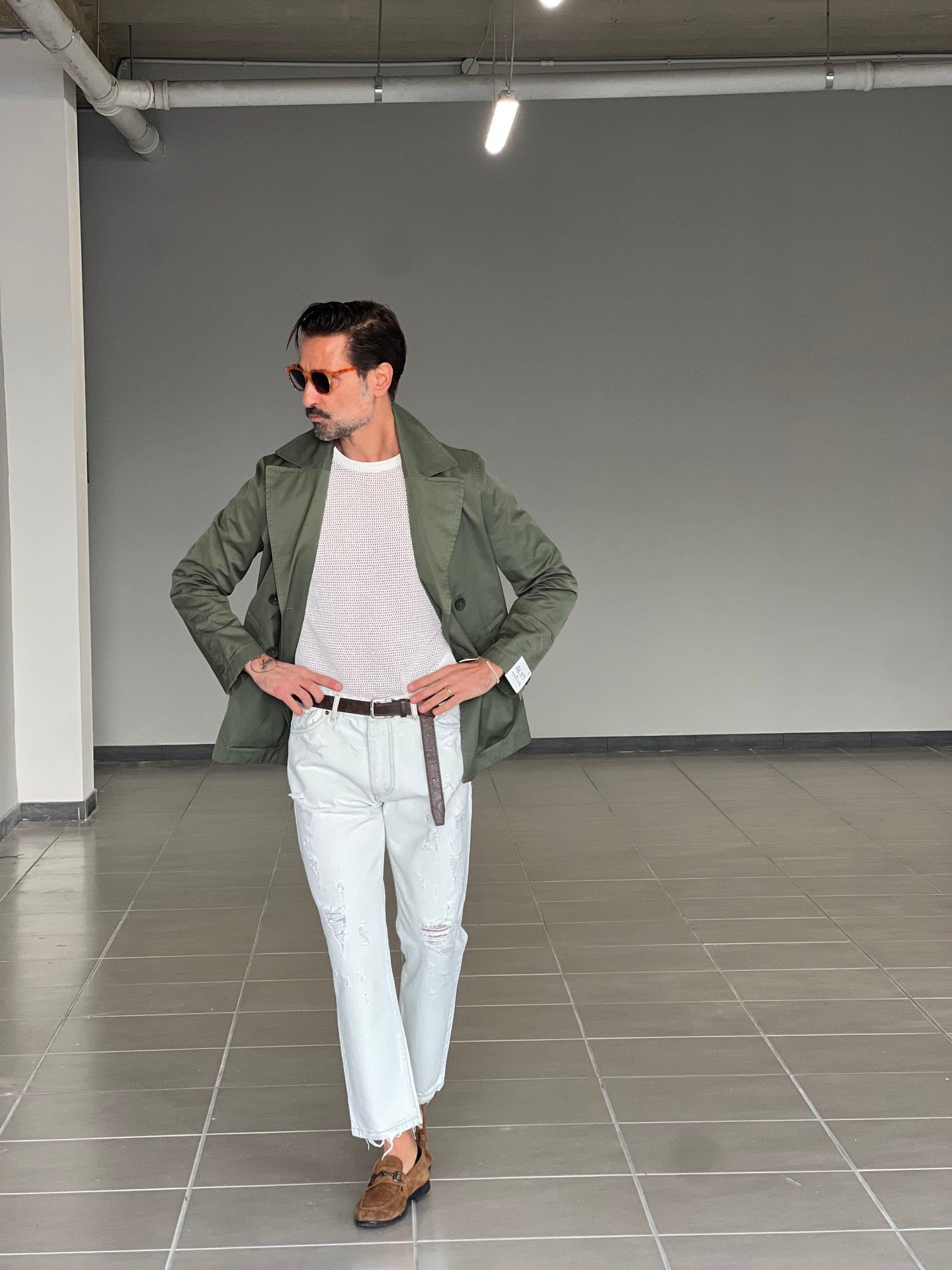 TRENCH CORTO VERDE ALTATENSIONE