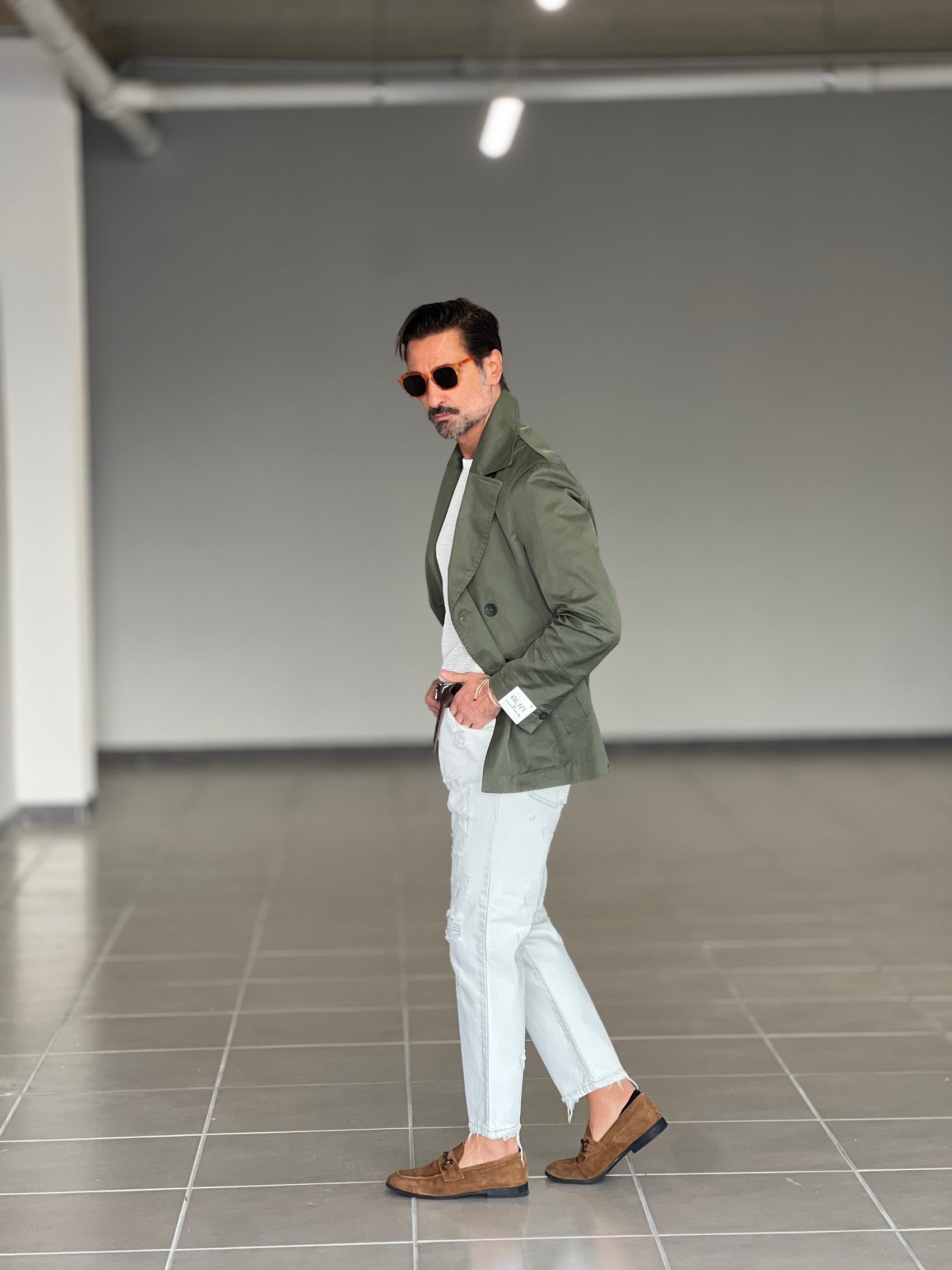 TRENCH CORTO VERDE ALTATENSIONE