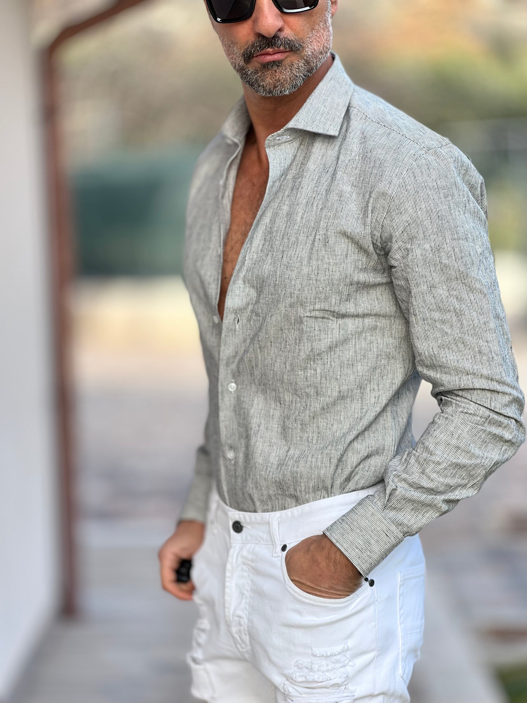 CAMICIA  DEPOT MILLERIGHE BIANCA E GRIGIA