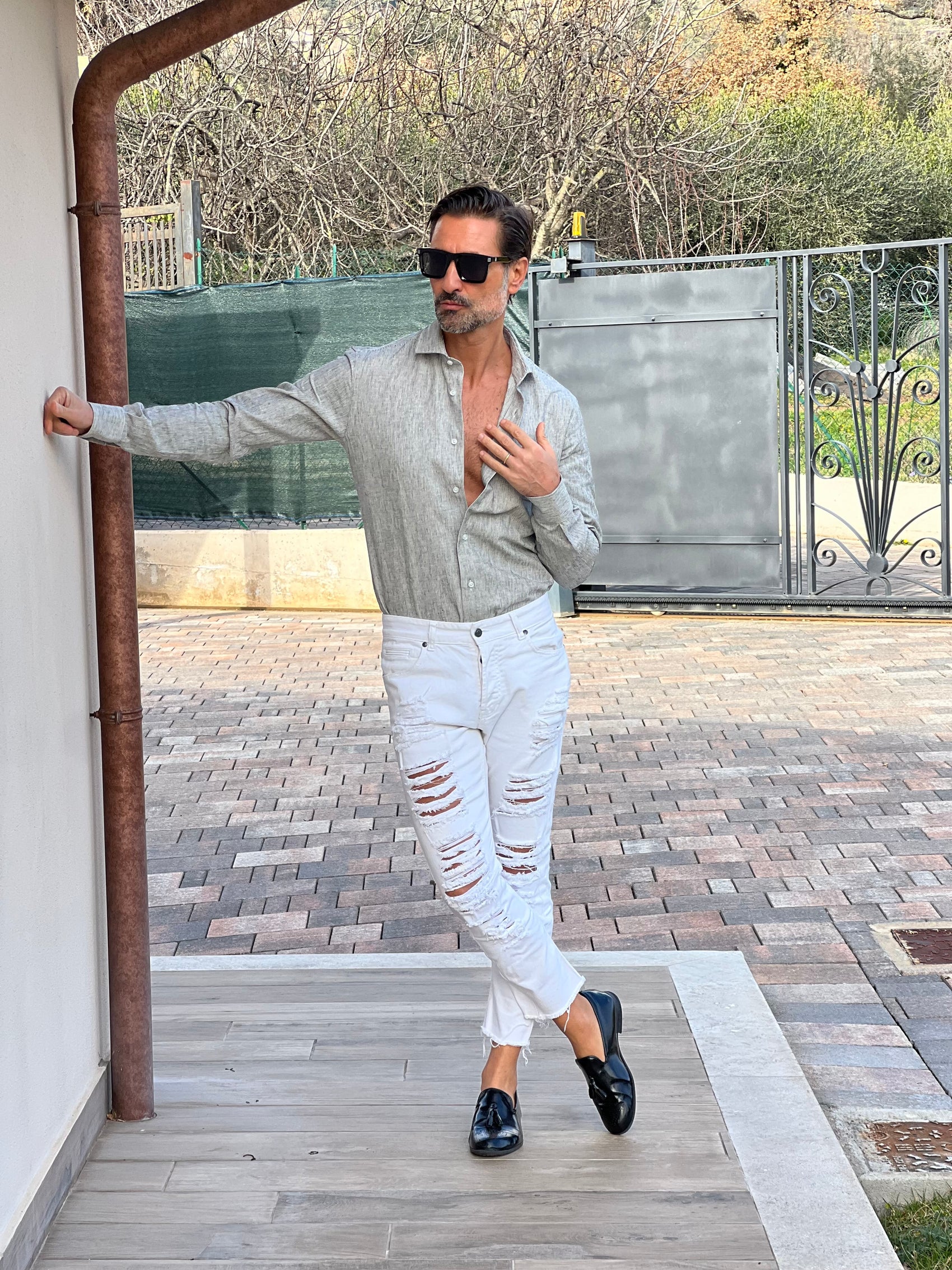 CAMICIA  DEPOT MILLERIGHE BIANCA E GRIGIA