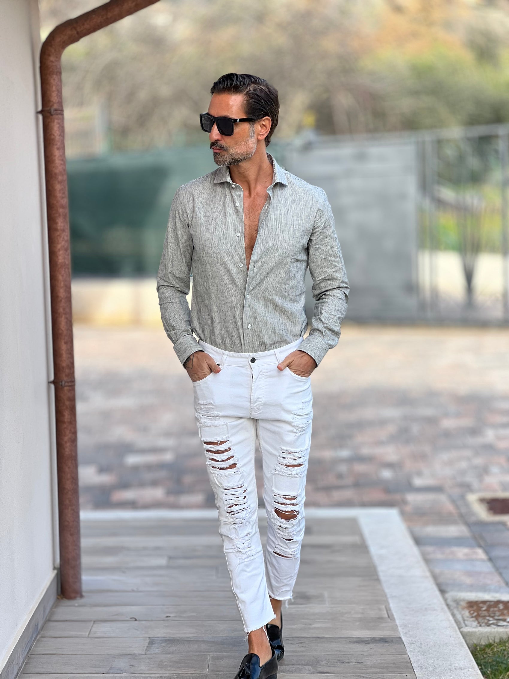 CAMICIA  DEPOT MILLERIGHE BIANCA E GRIGIA