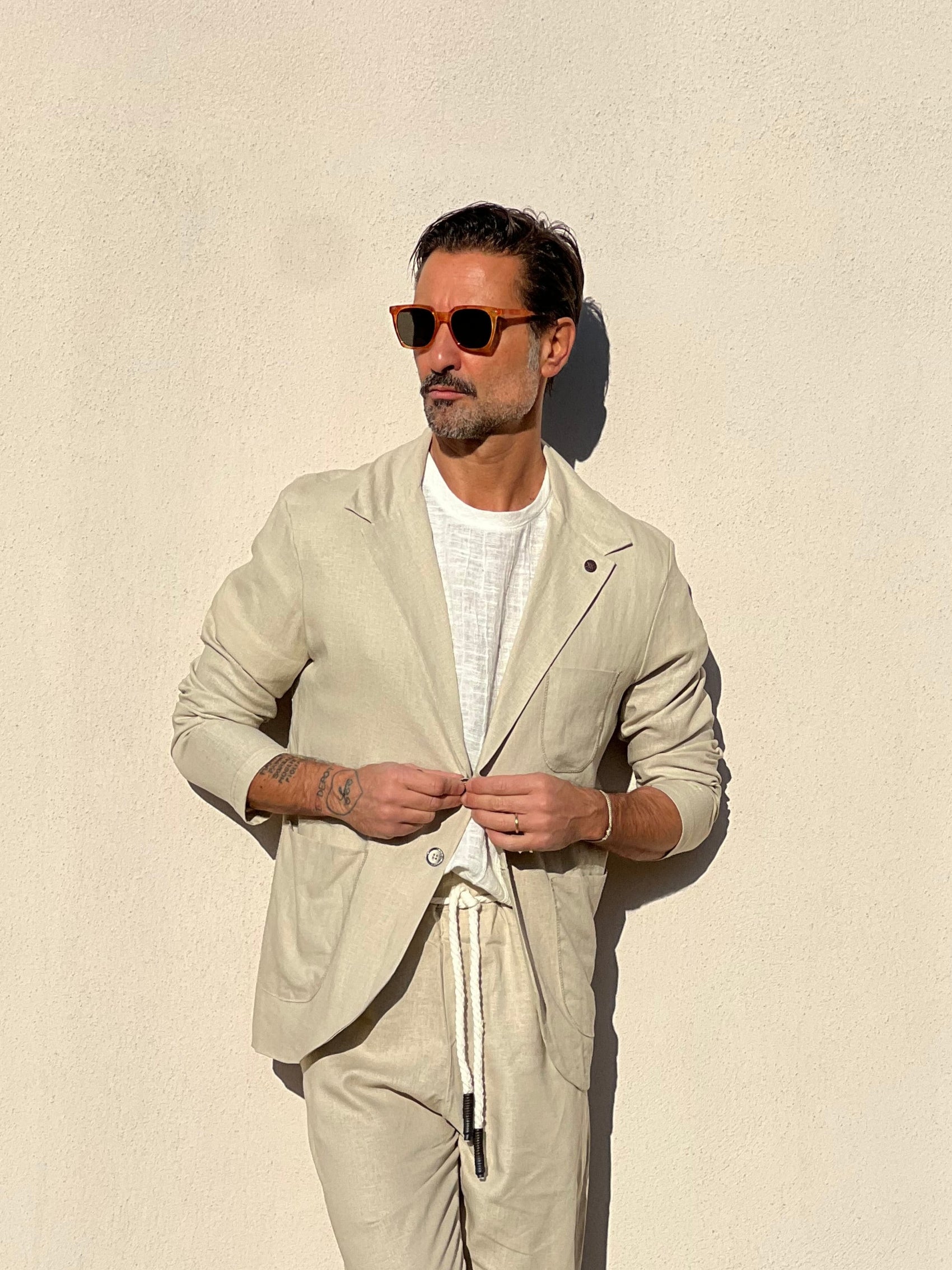 GIACCA XAGON BEIGE FIAMMATO DECOSTRUITA TASCA A TOPPA