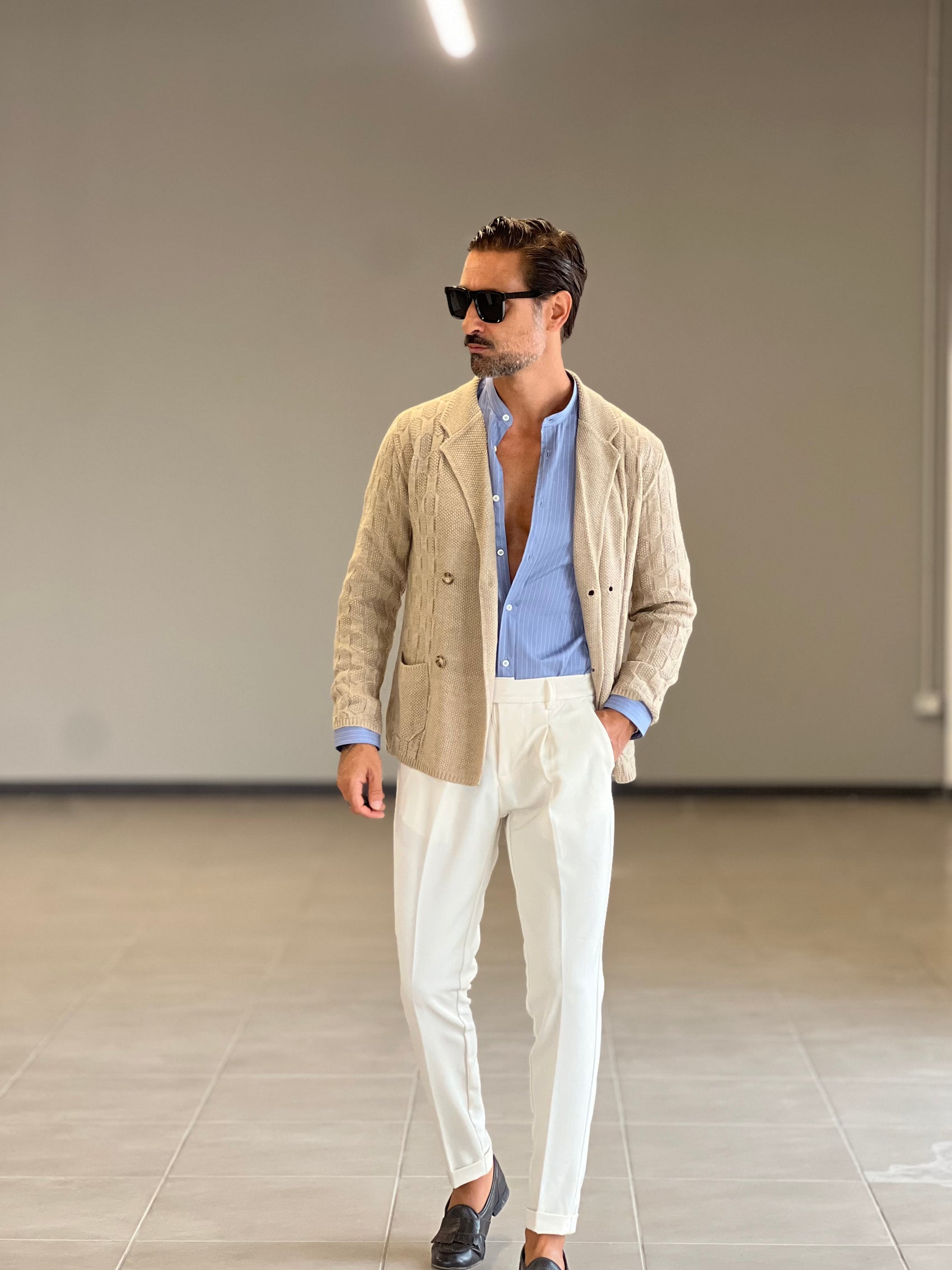 CAMICIA  CELESTE GESSATA COREANA  DEPOT COTONE