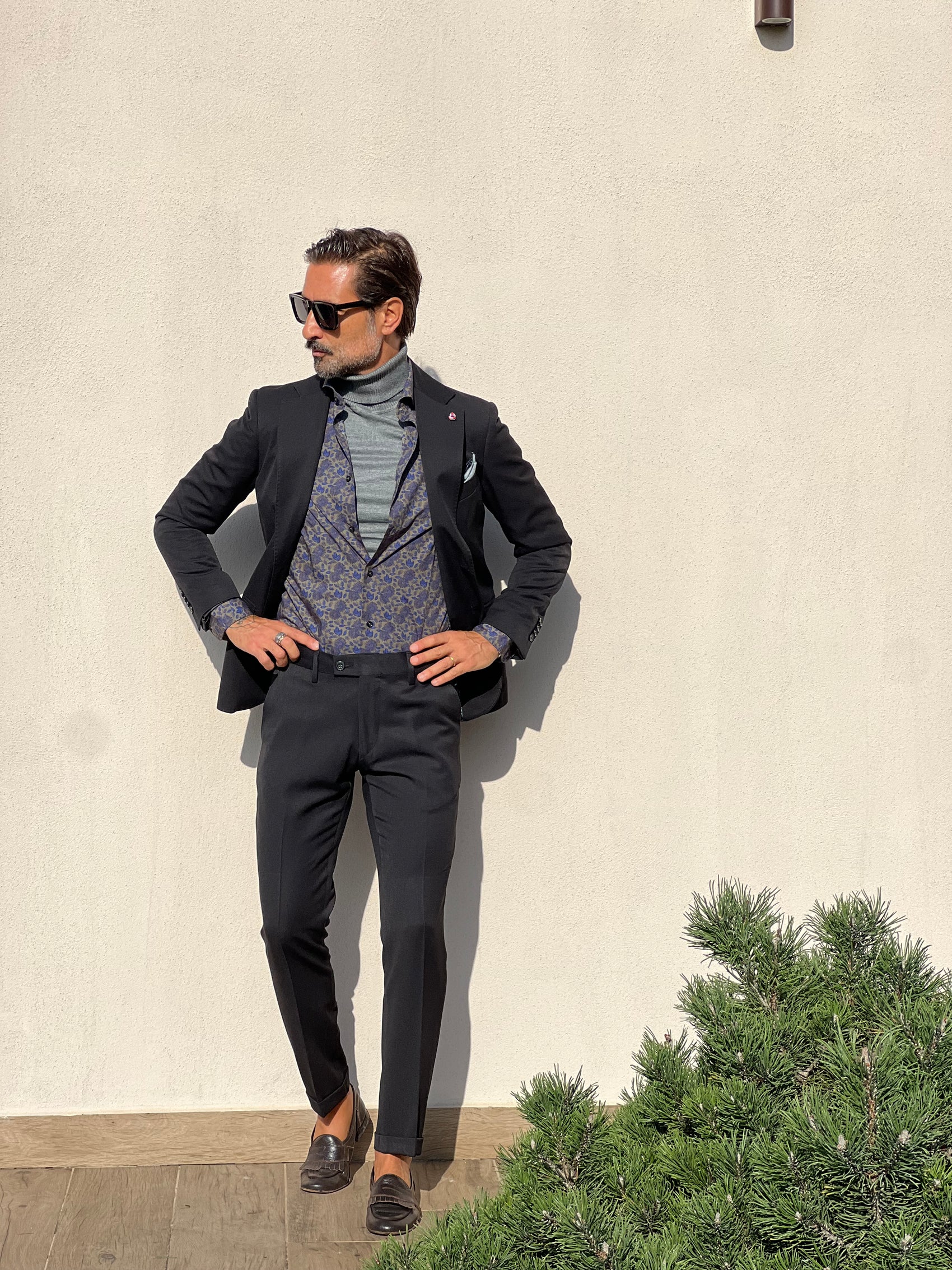 CAMICIA  DEPOT DOPPIORITORTO FIORE VERDE E BLU