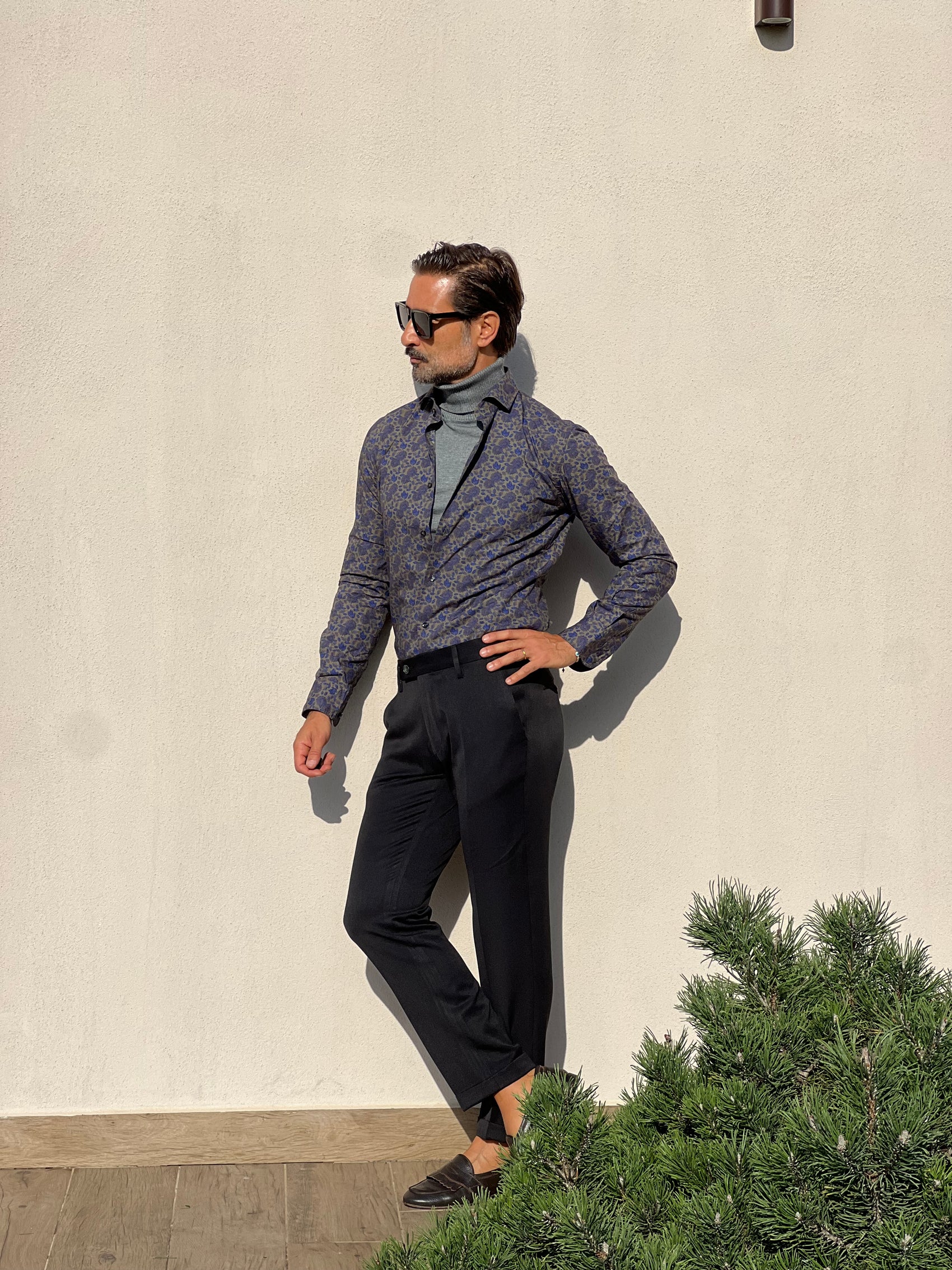 CAMICIA  DEPOT DOPPIORITORTO FIORE VERDE E BLU