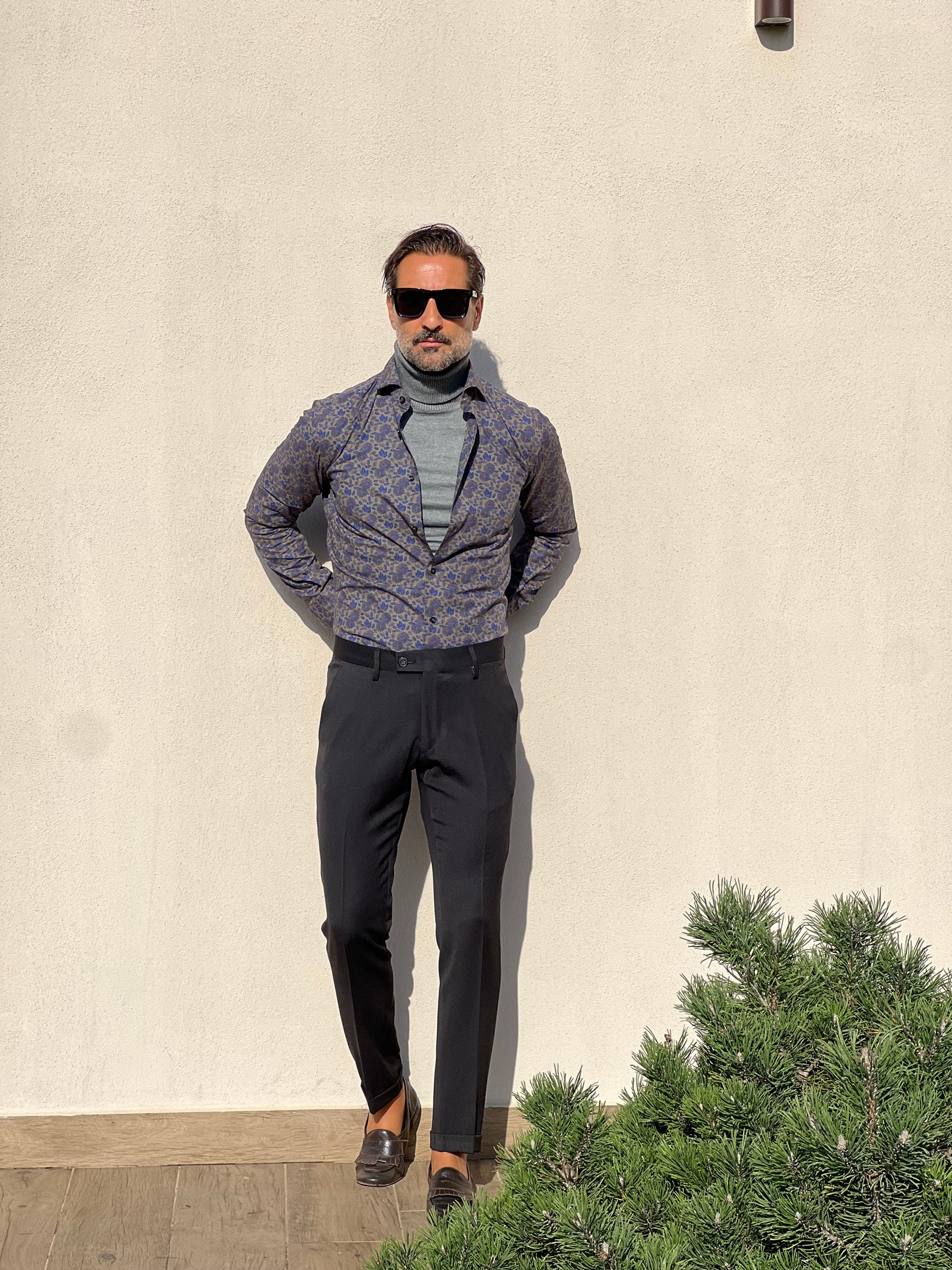 CAMICIA  DEPOT DOPPIORITORTO FIORE VERDE E BLU