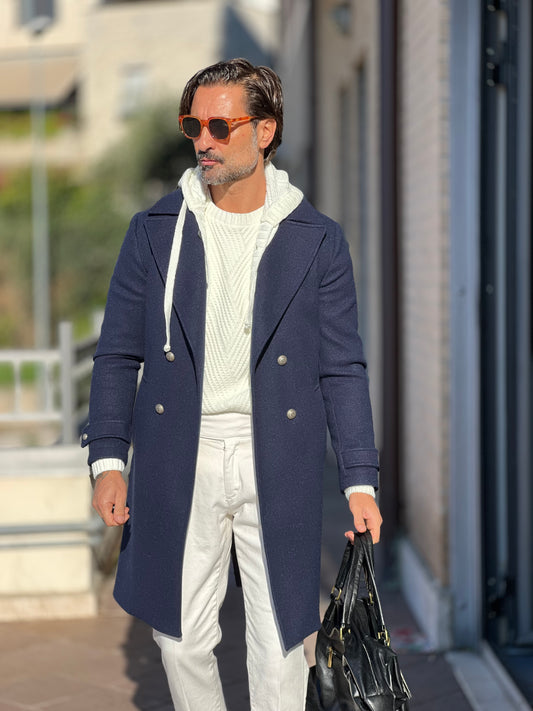 BLUE HIGH NECK COAT