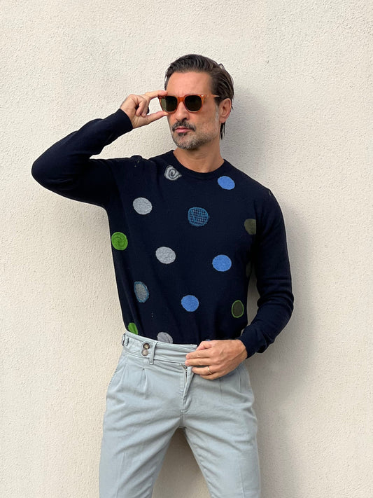 MAGLIA KOON BLU POIS MISTO LANA